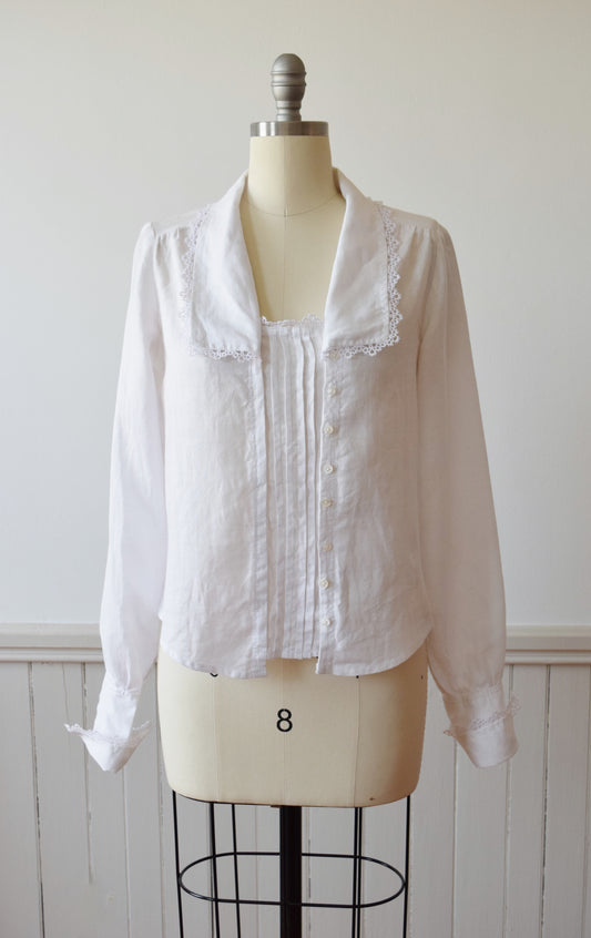 Edwardian Style Linen Blouse | S/M