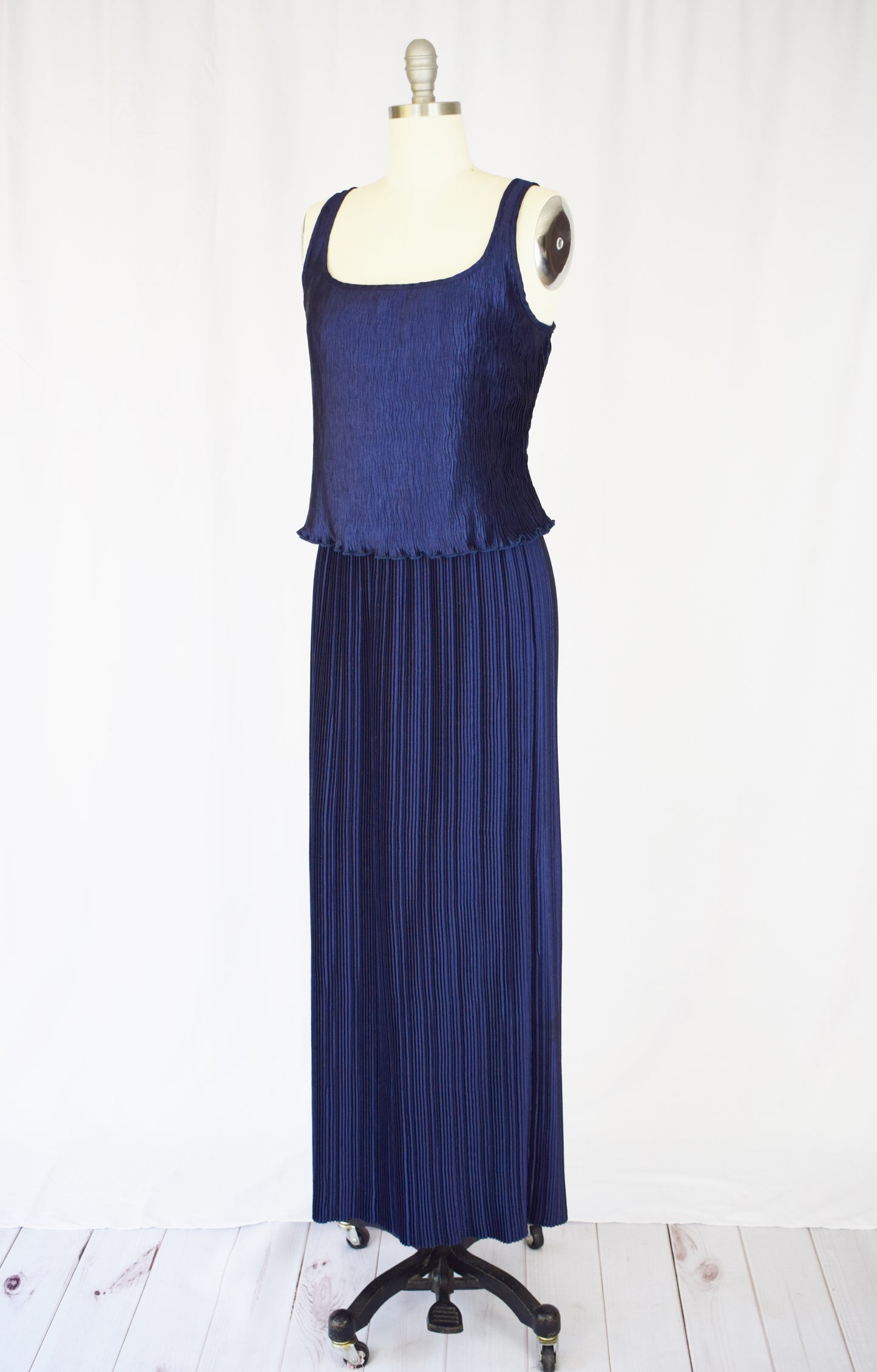 Vintage Plisse Pleated Dress Set by Jeanne Marc | M/L