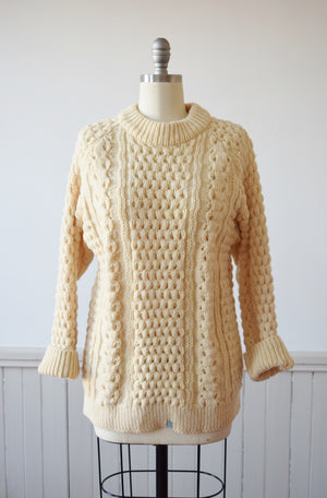 Irish Cable Knit with Contrast Mend Patches | M