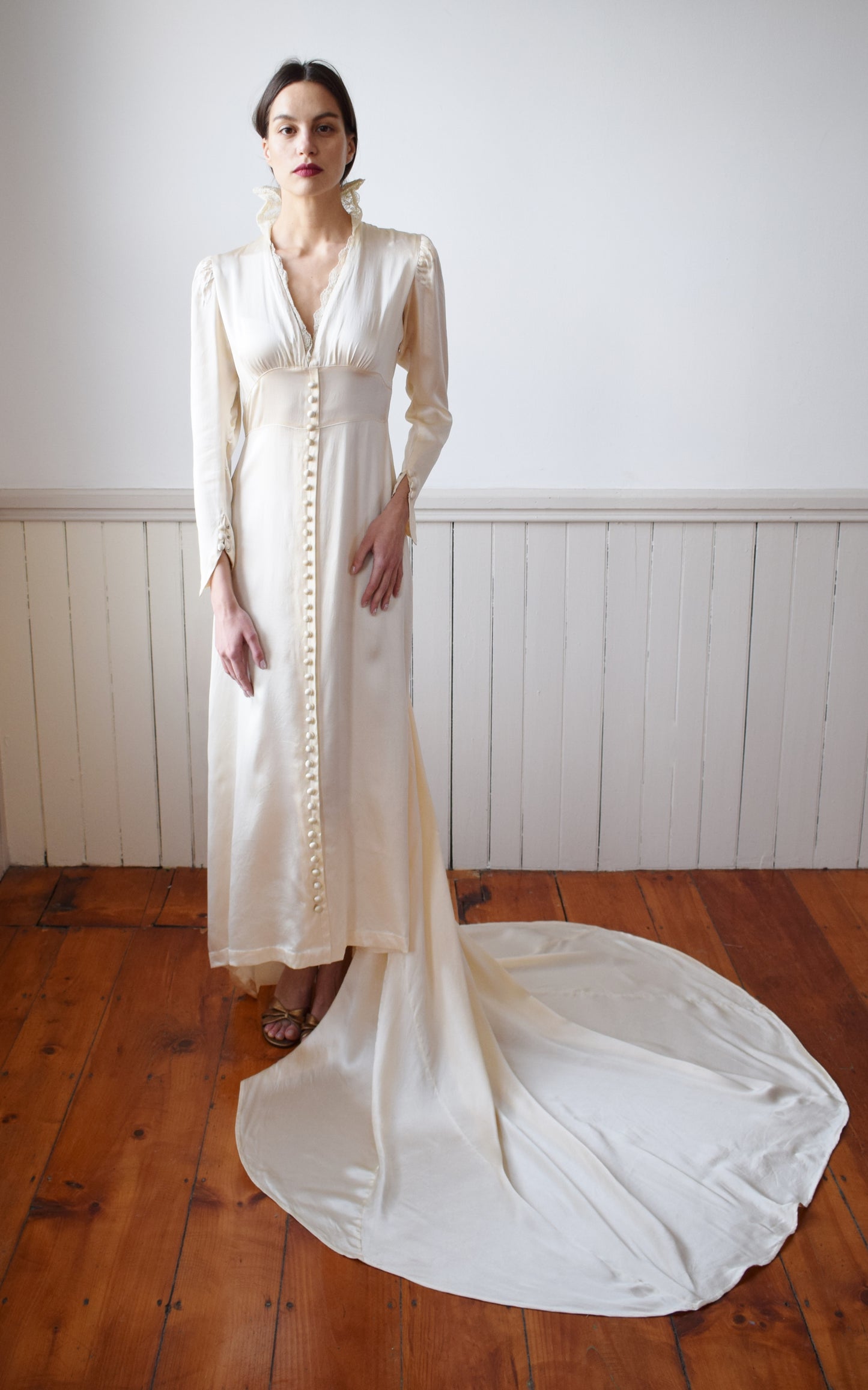 1930s Silk Satin Wedding Gown | S/M