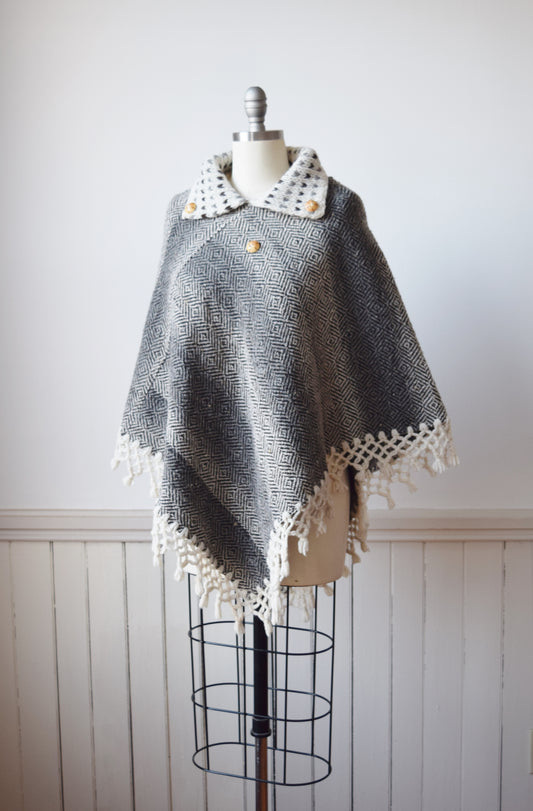 Hand Woven Wool Poncho | OS