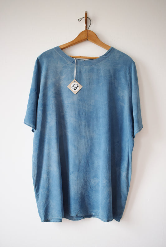 Indigo Dyed Silk Top | XL