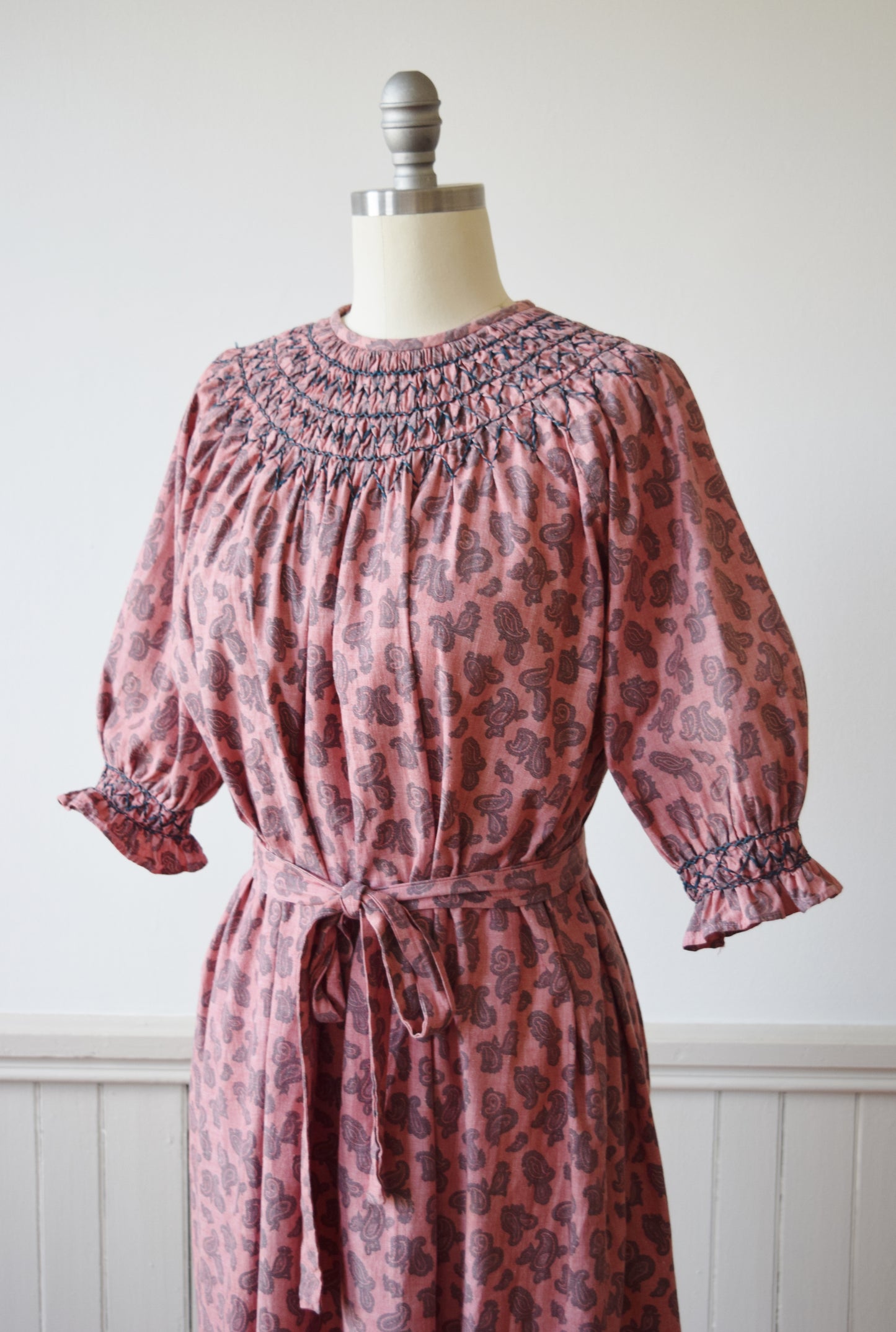 Smocked Paisley Print Tent Dress | 1970s | XS/S