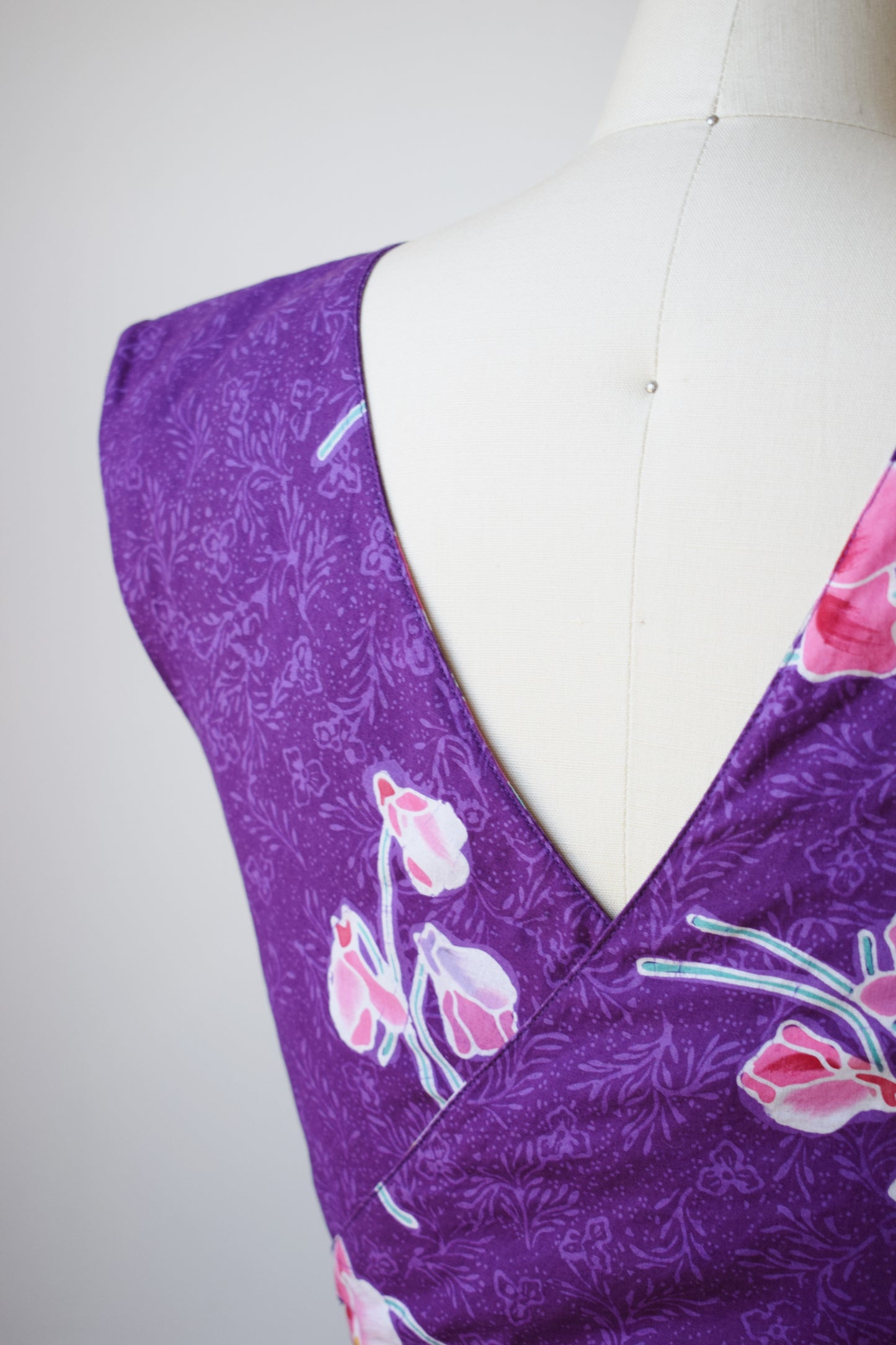 Vintage Wrap Back Batik Cotton Sundress | XS