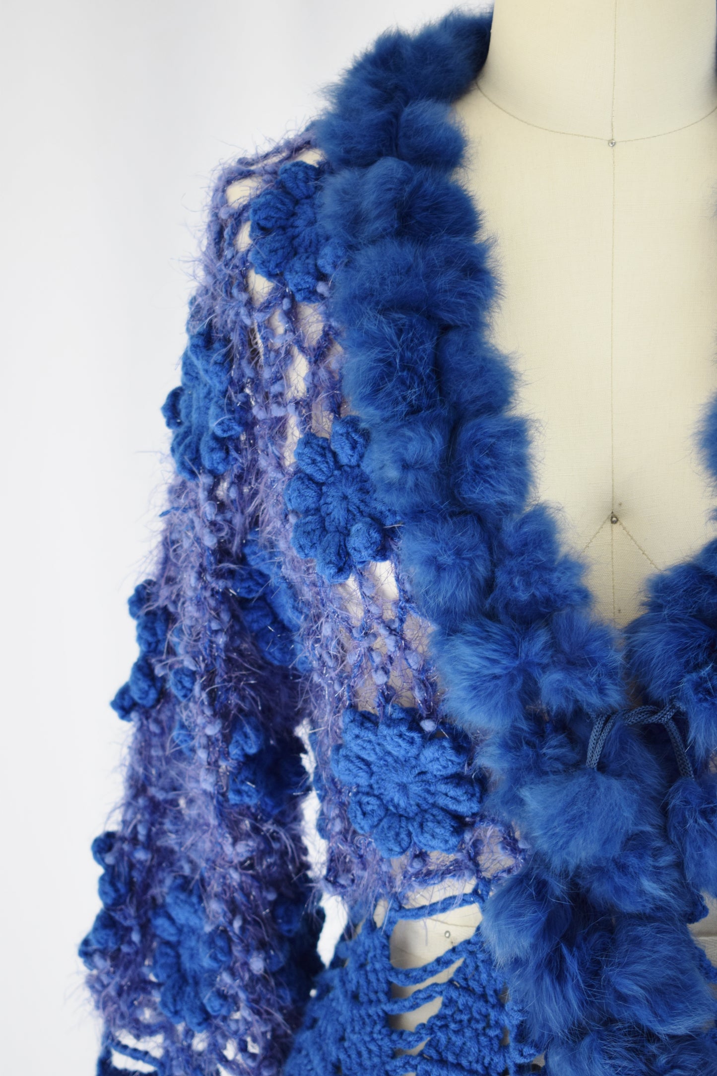 Vintage Fuzzy Crochet and Rabbit Fur Jacket | M