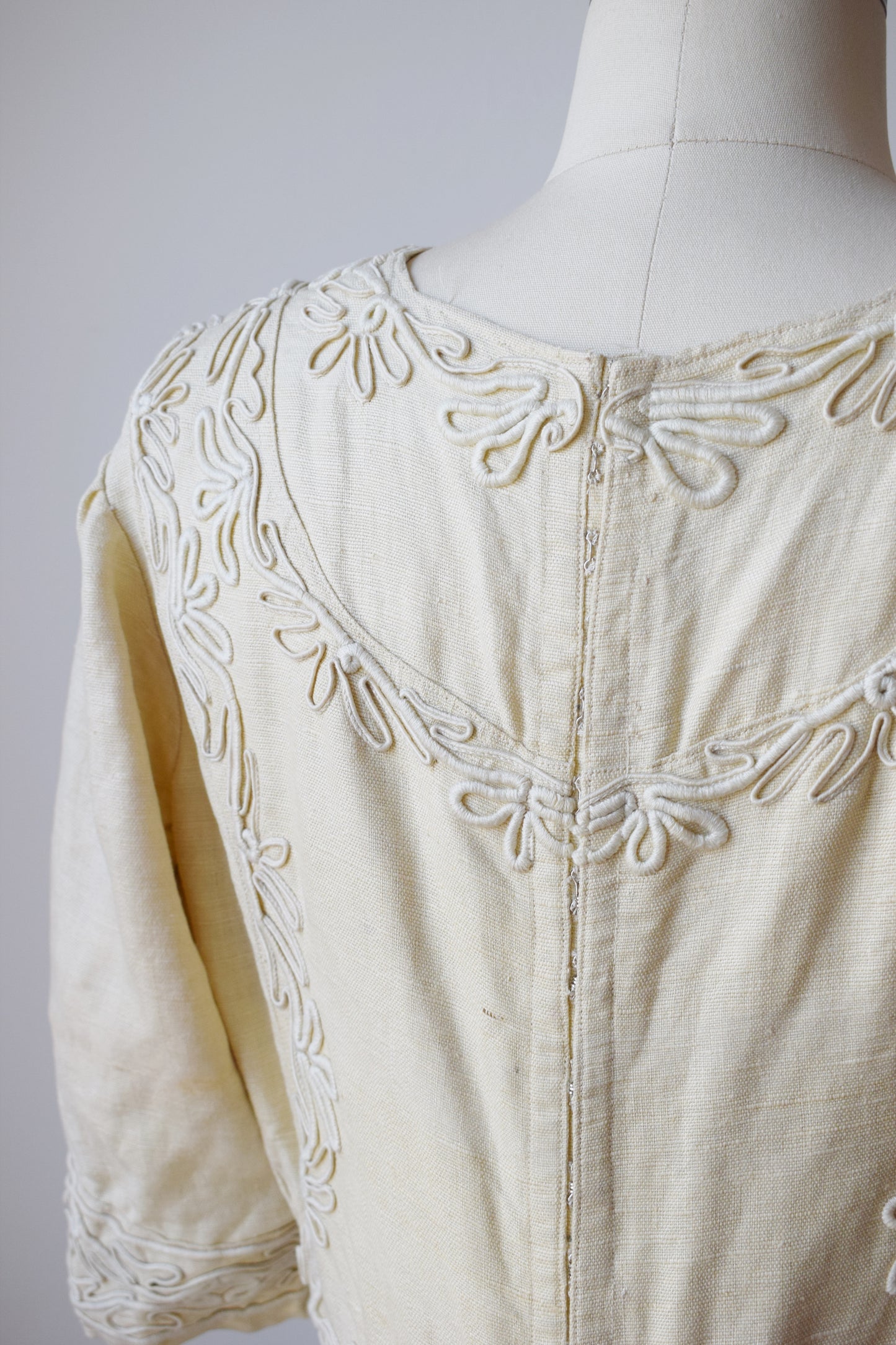 Antique Linen Lawn Dress with Arts & Crafts Embroidery | M