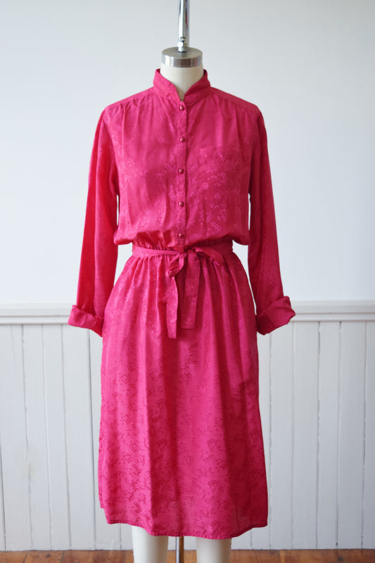 Early 1980s Diane Von Furstenberg Hot Pink Day-to-Night Dress | XS/S