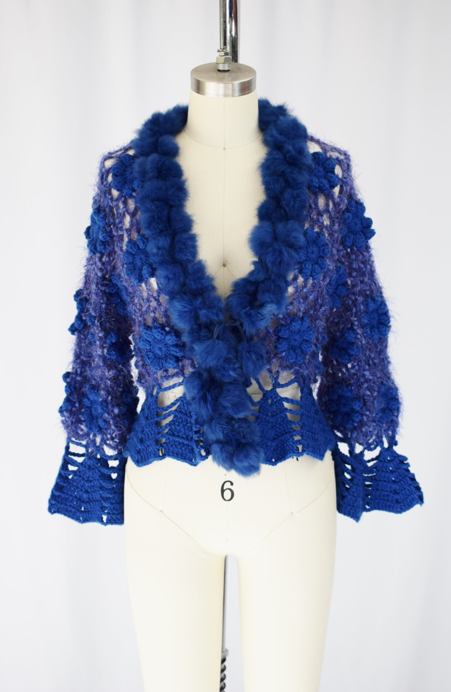 Vintage Fuzzy Crochet and Rabbit Fur Jacket | M