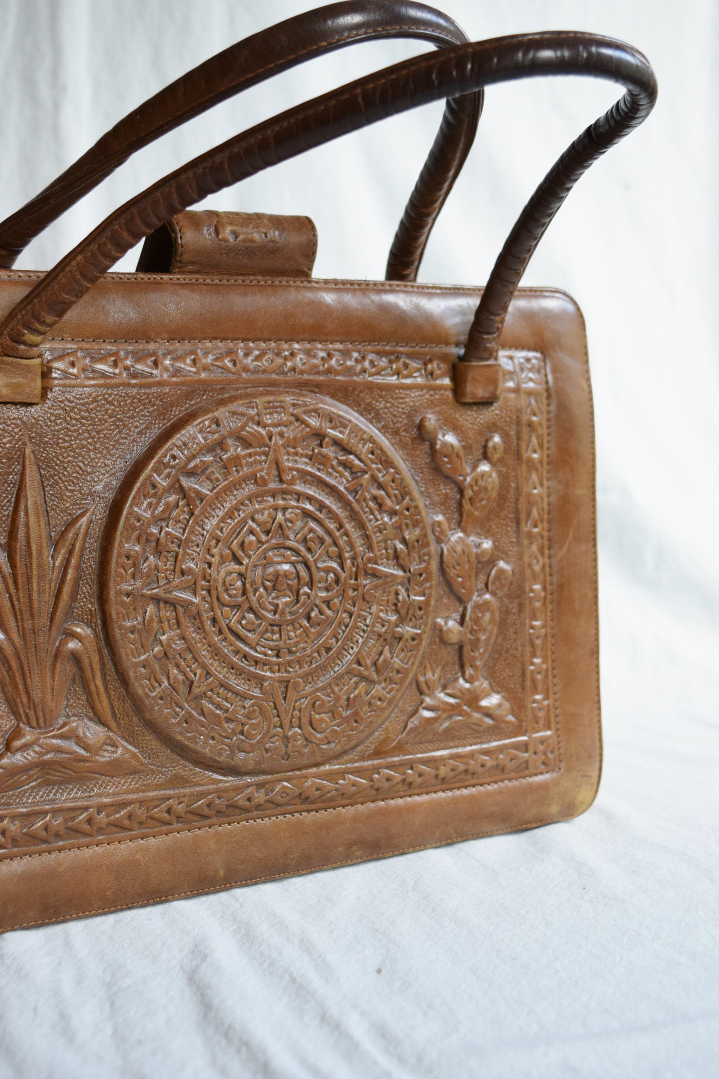 1970s Mexican Tooled Leather Bag by Mont Abur
