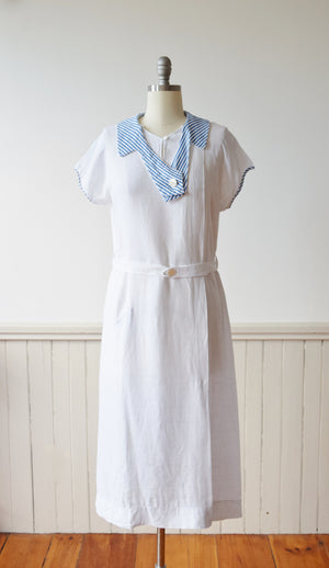 Early 1930s Linen Sport Dress | M