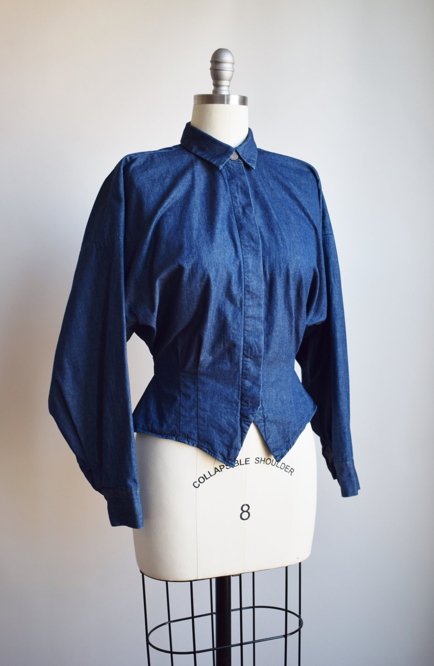 90s Norma Kamali Denim Blouse | S/M