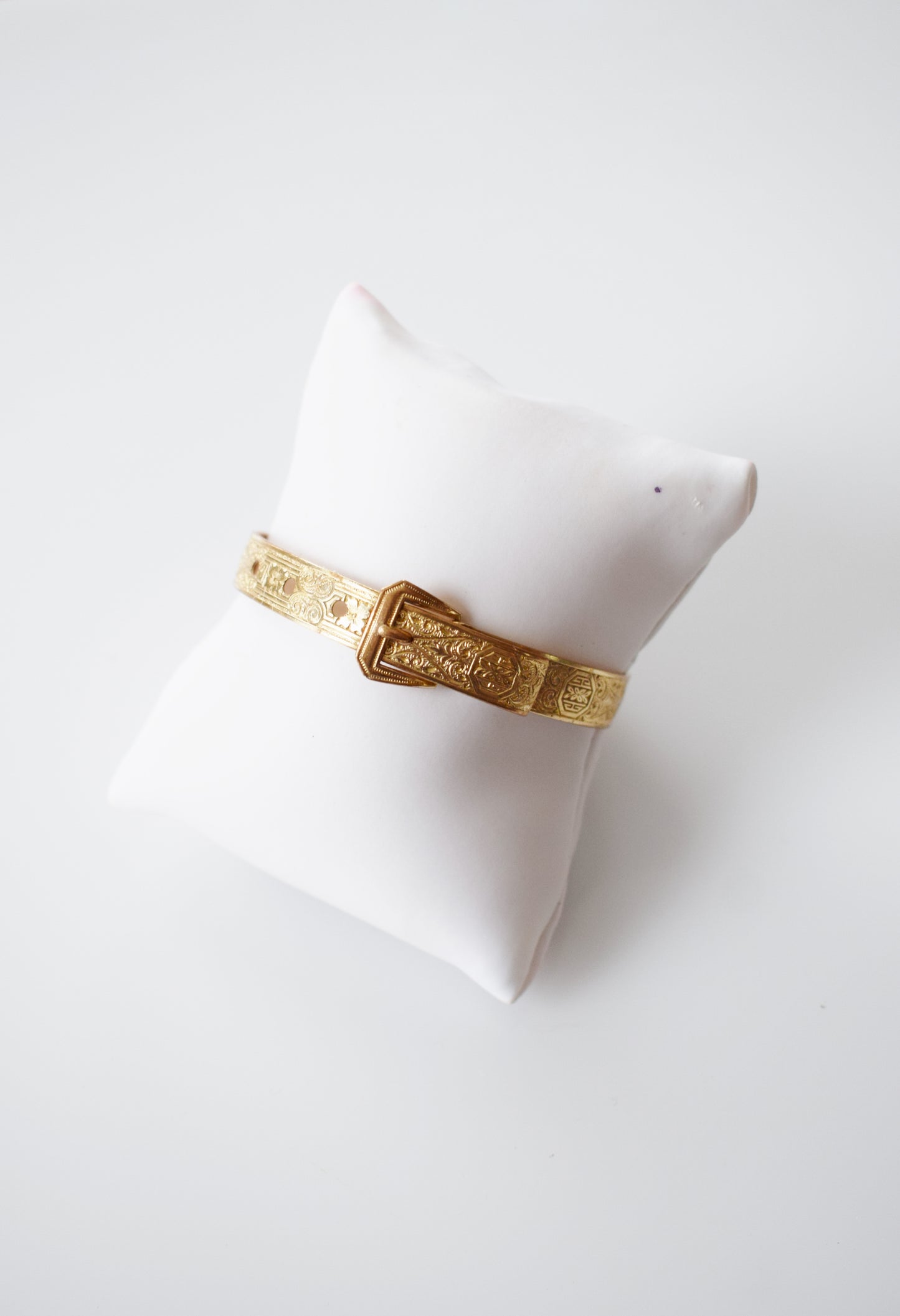 Victorian Revival Gold Buckle Bangle Bracelet