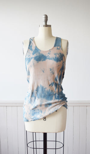 Indigo and Avocado Dyed Rib Knit Tank | M-L