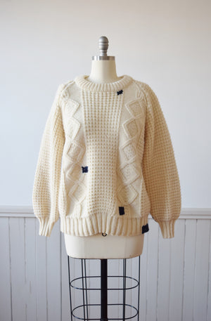Irish Cable Knit with Contrast Mend Patches | M