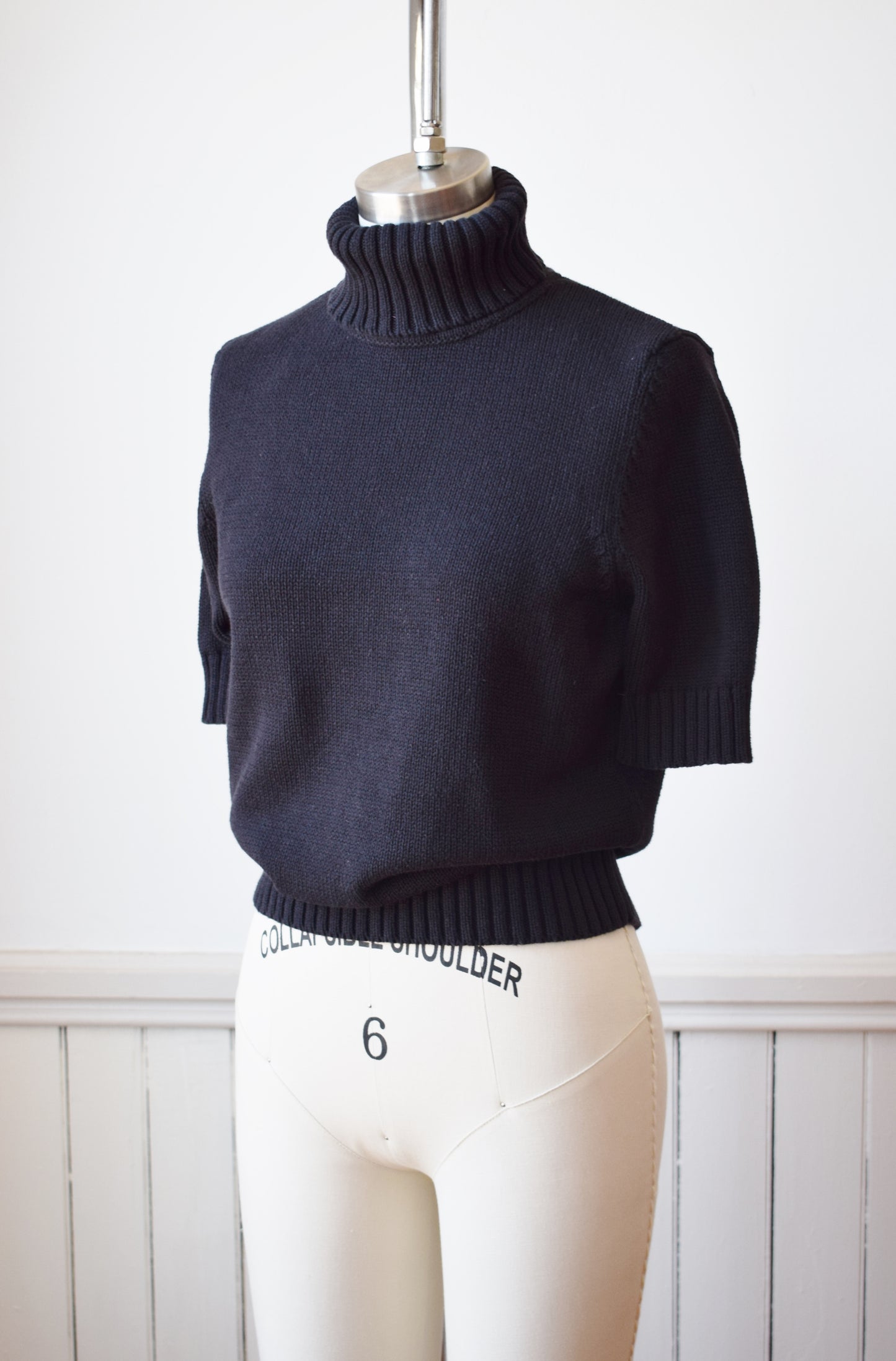 Vintage Black Cotton Knit Top | S/M