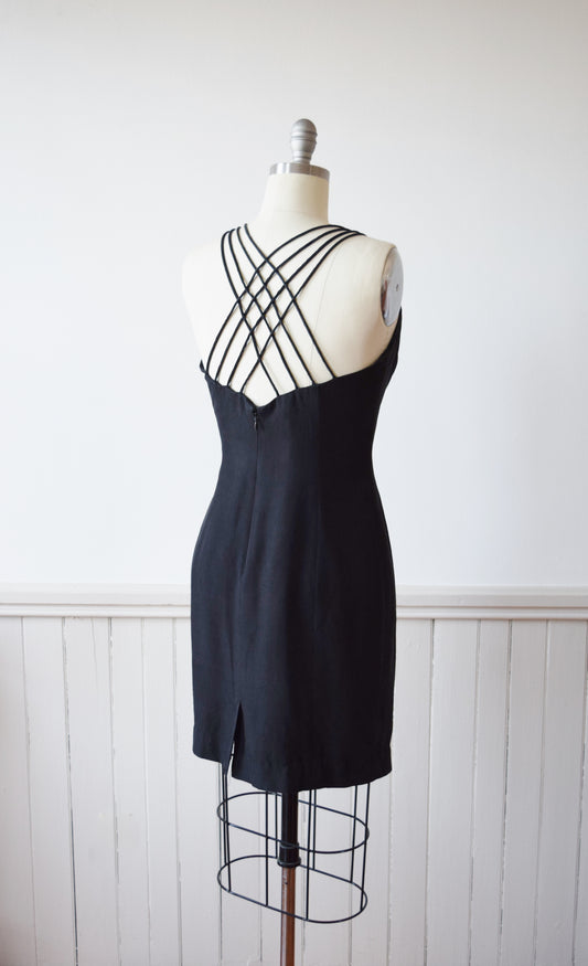 Criss Cross Black Silk Mini Dress | M P