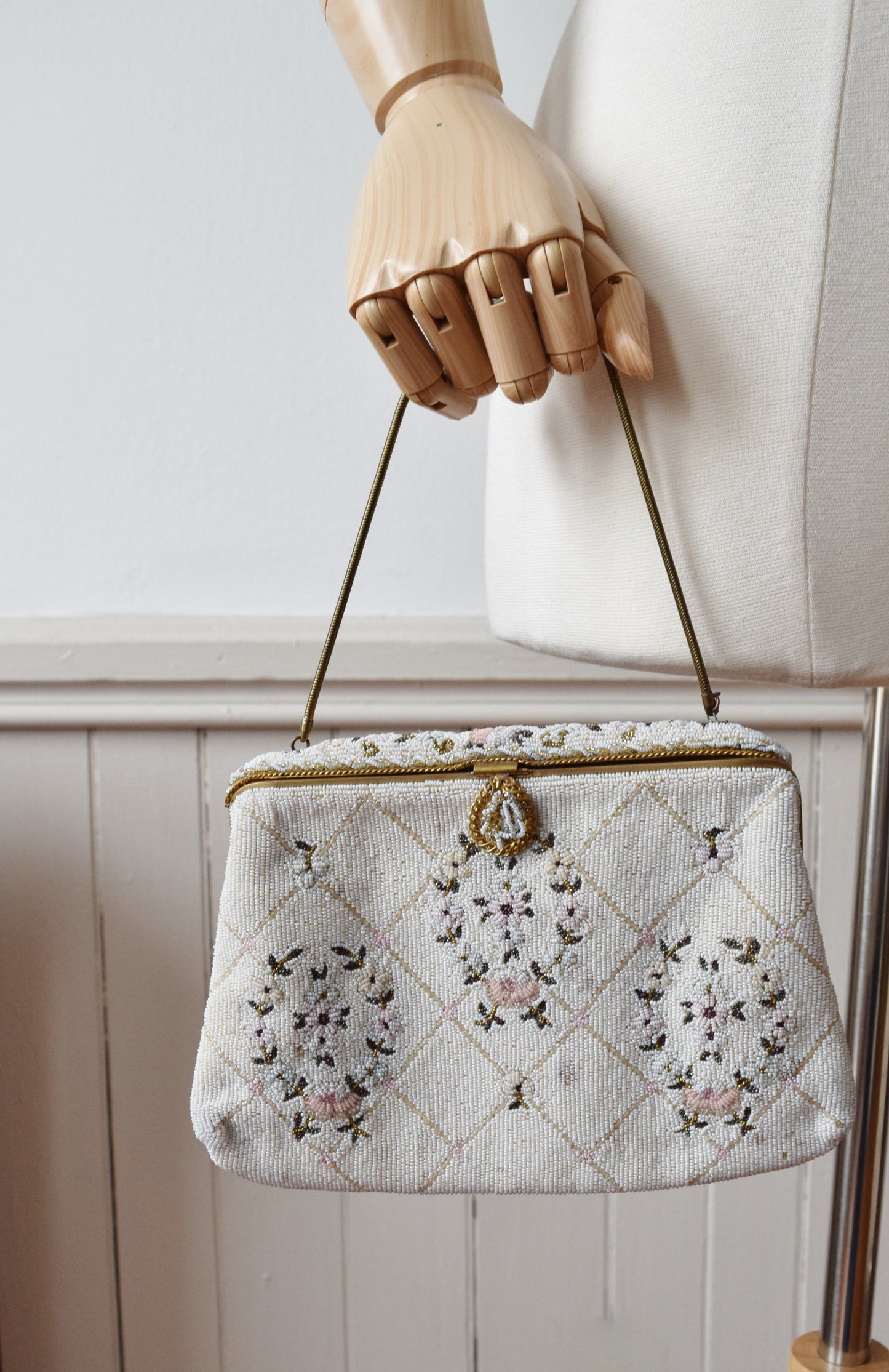 Fine French Floral Beaded Clutch | 1950s