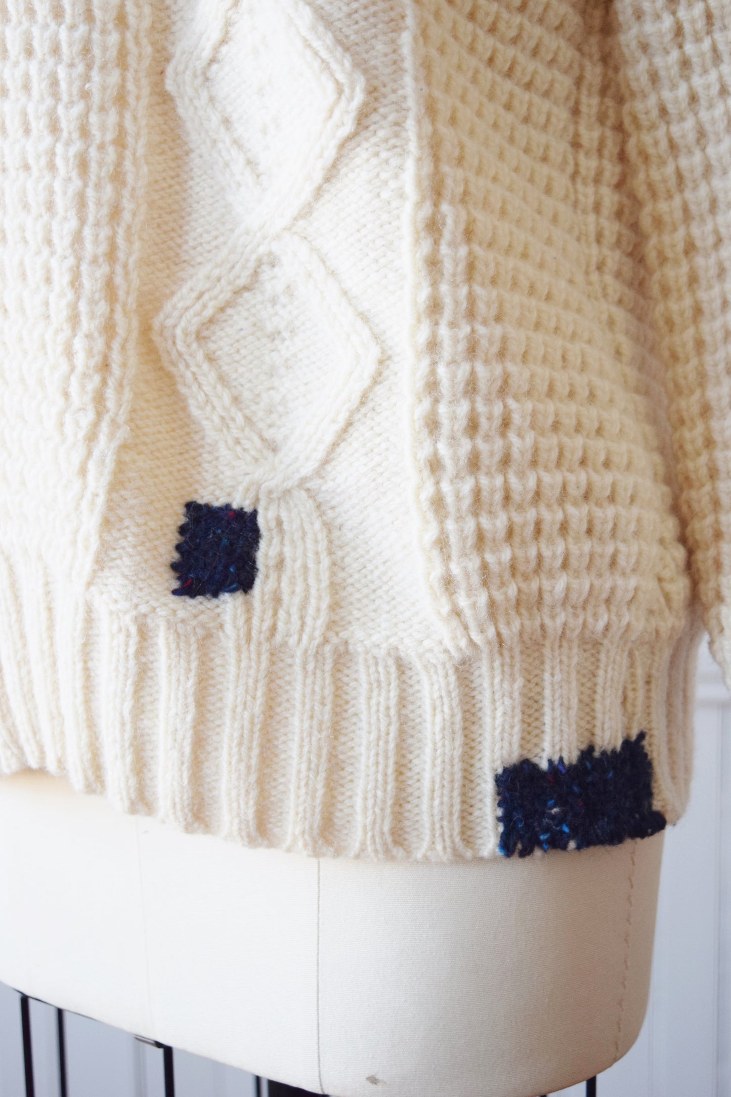 Irish Cable Knit with Contrast Mend Patches | M