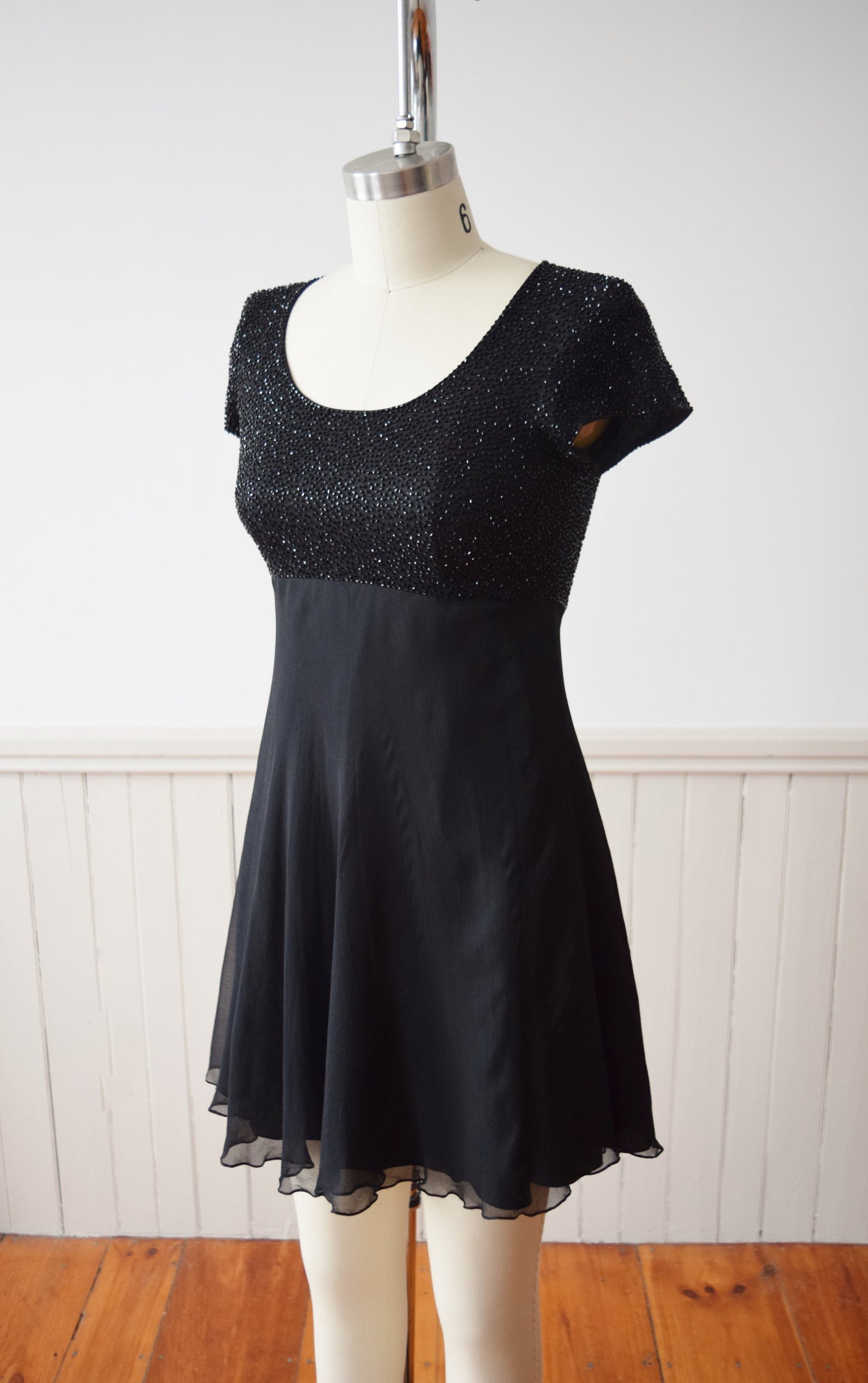 The Ultimate 90s Mini Dress | 1990s Vintage Black Silk Dress | XS/S