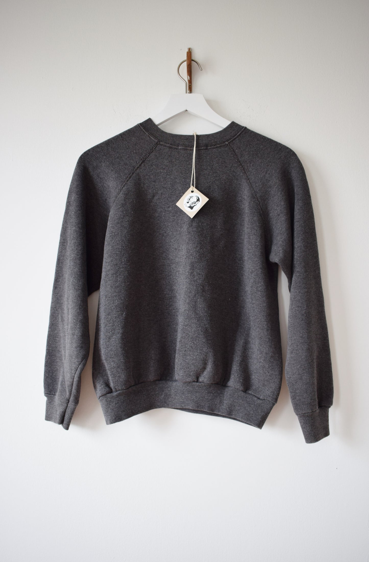 Vintage Raglan with Quilt Square Patch | Dark Grey | S