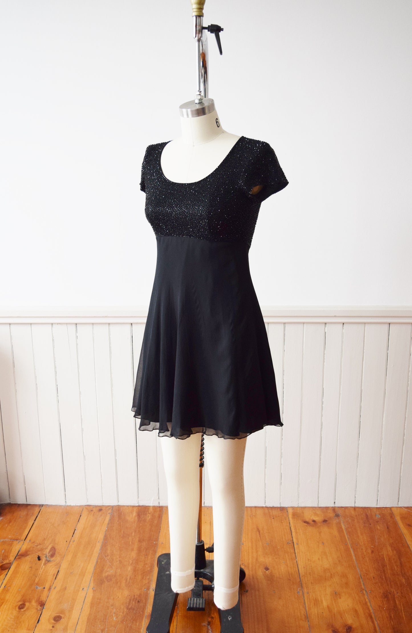 The Ultimate 90s Mini Dress | 1990s Vintage Black Silk Dress | XS/S