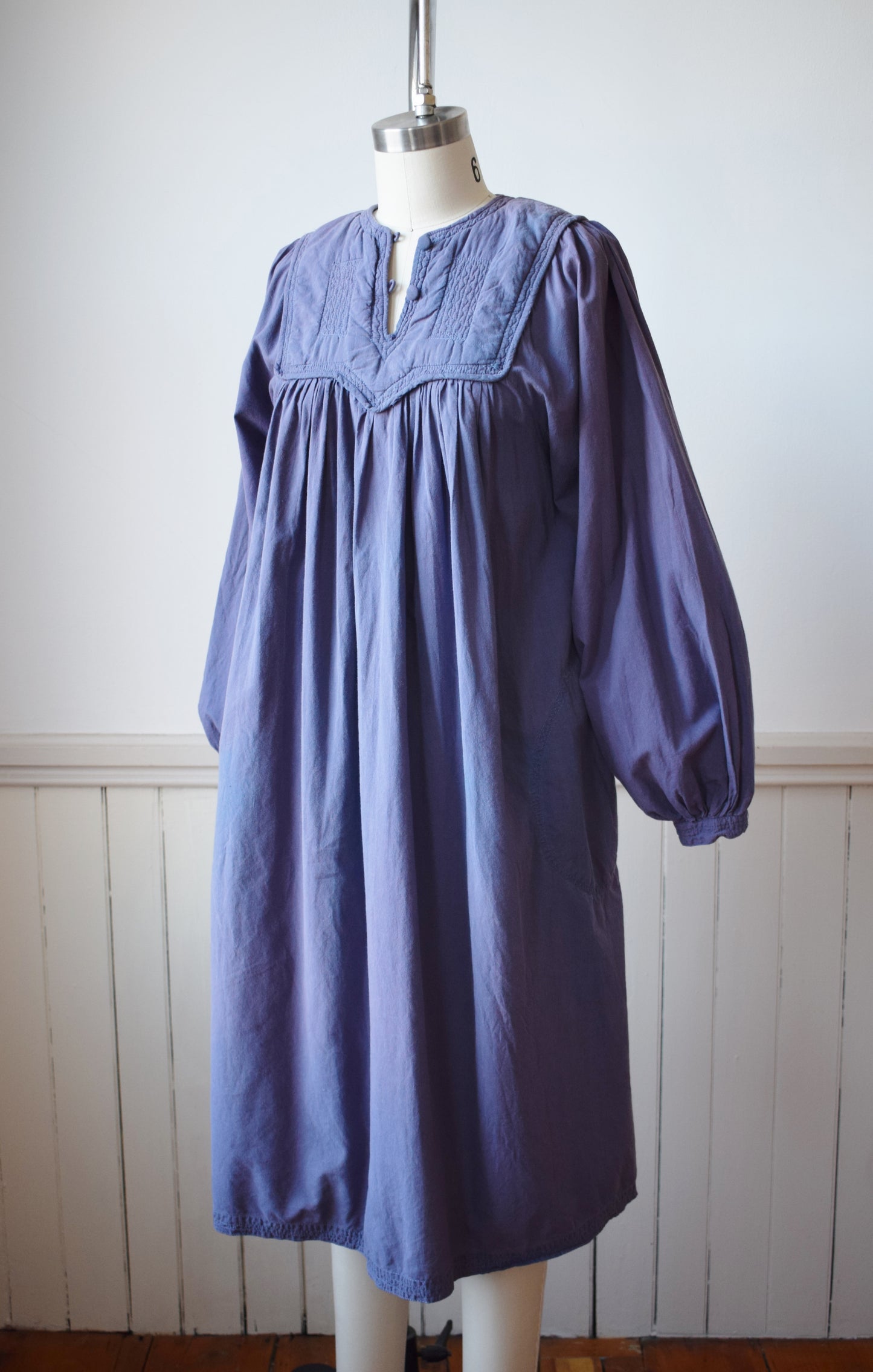 70s Lavender Indian Cotton Dress | S