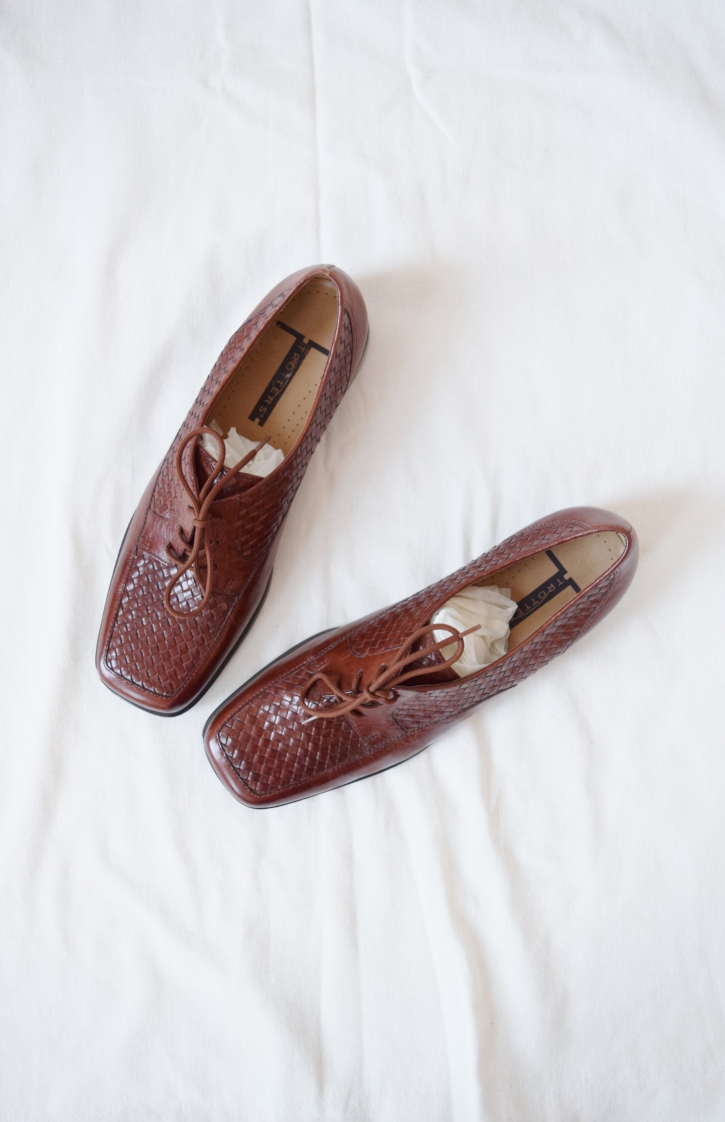 Woven Leather Laced Loafers | US 8.5