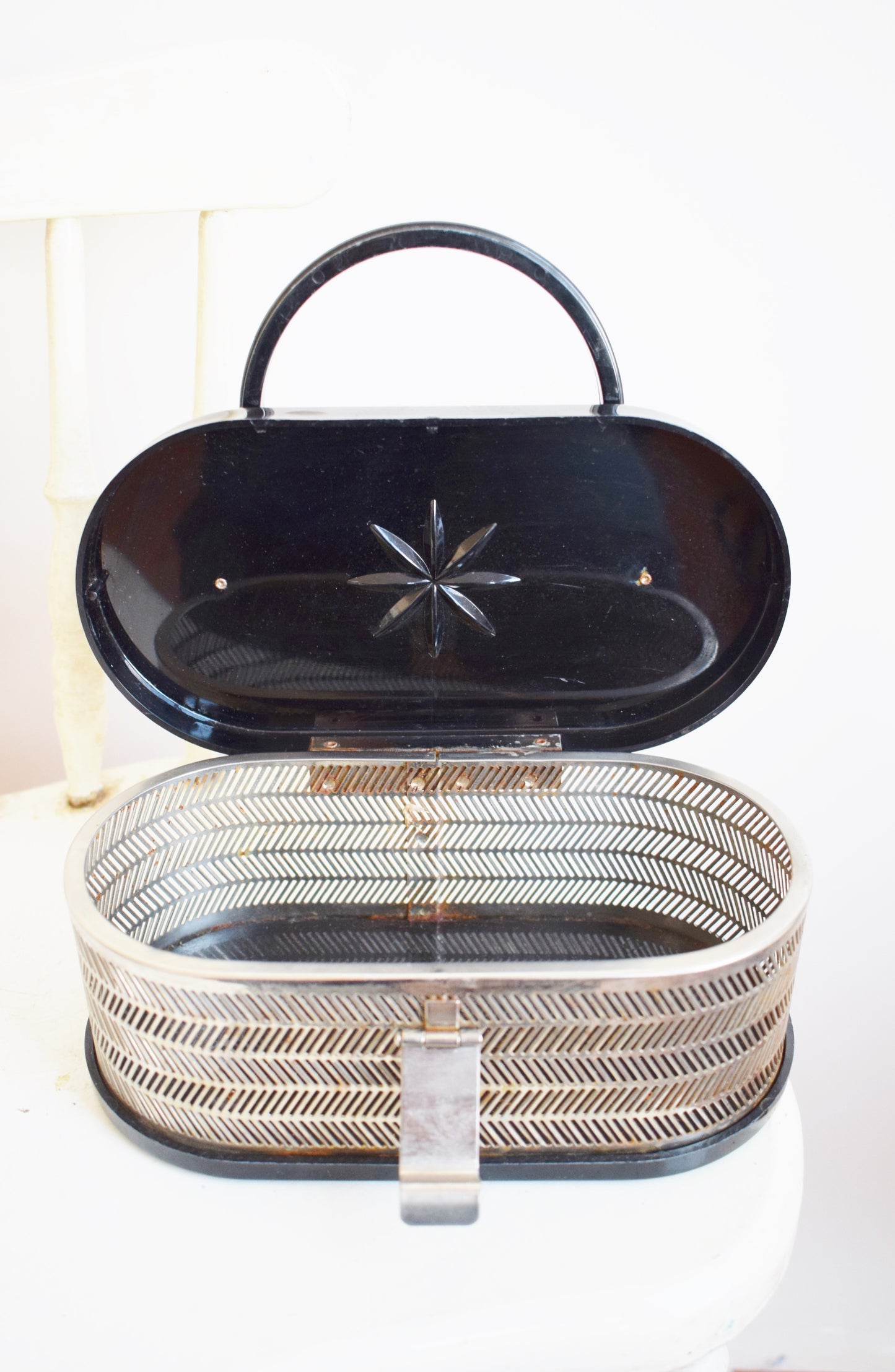 1950s Lucite and Pierced Metal Purse
