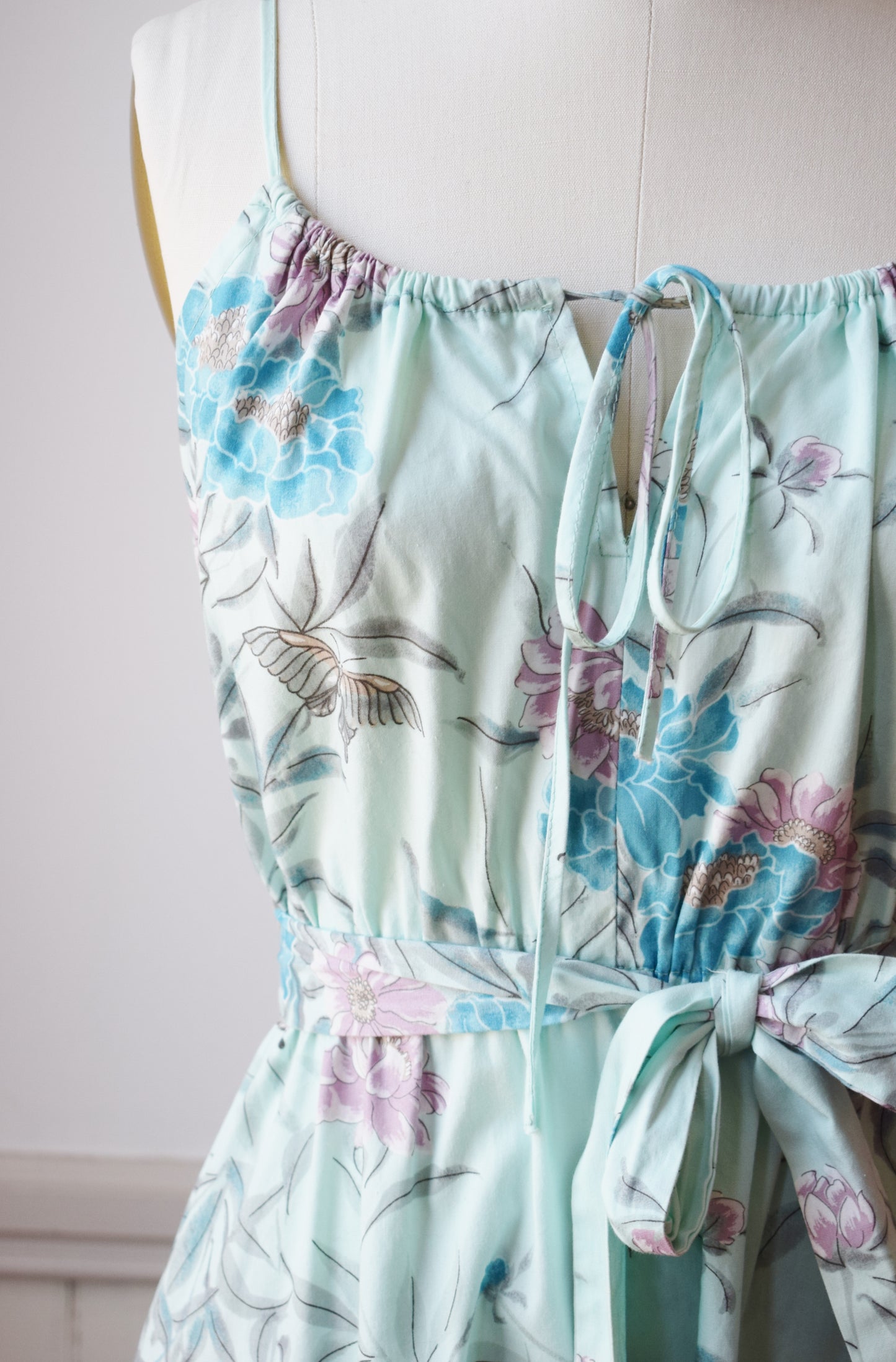 1970s Butterfly Print Cotton Sun Dress | XS/S