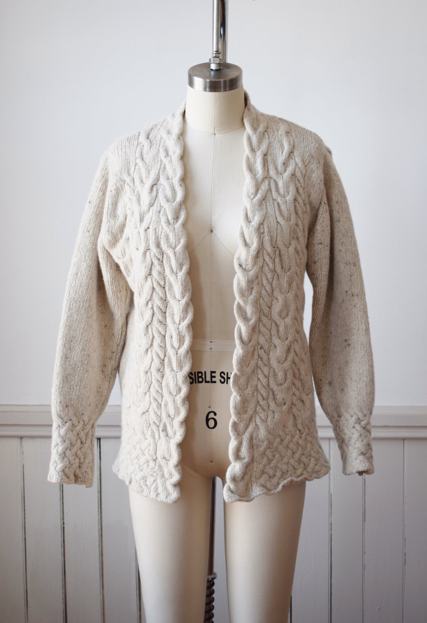 Irish Wool/Cashmere Blend Cableknit Cardigan | S/M