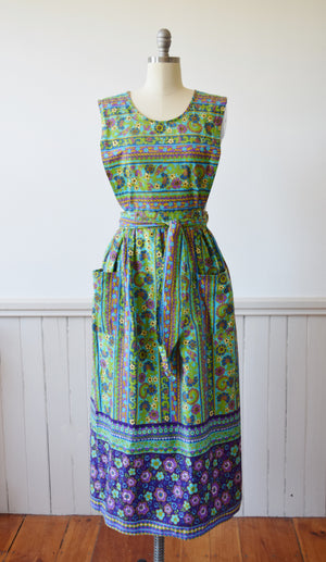 Pinafore Wrap Dress | 1970s | S/M
