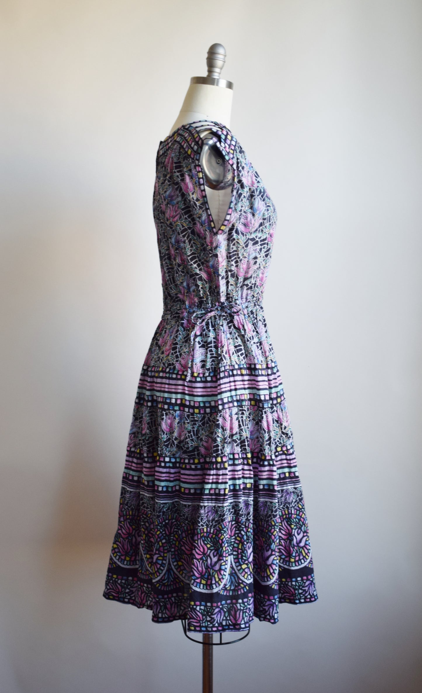 Vintage 70s/80s Printed Indian Cotton Dress | M/L