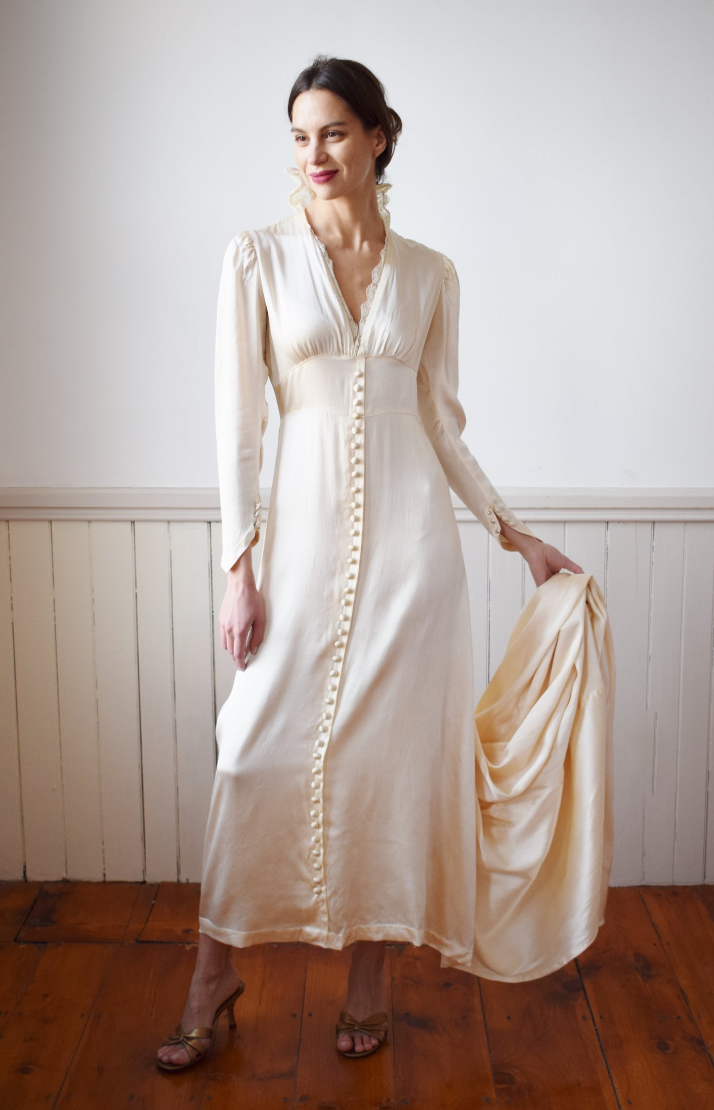 1930s Silk Satin Wedding Gown | S/M
