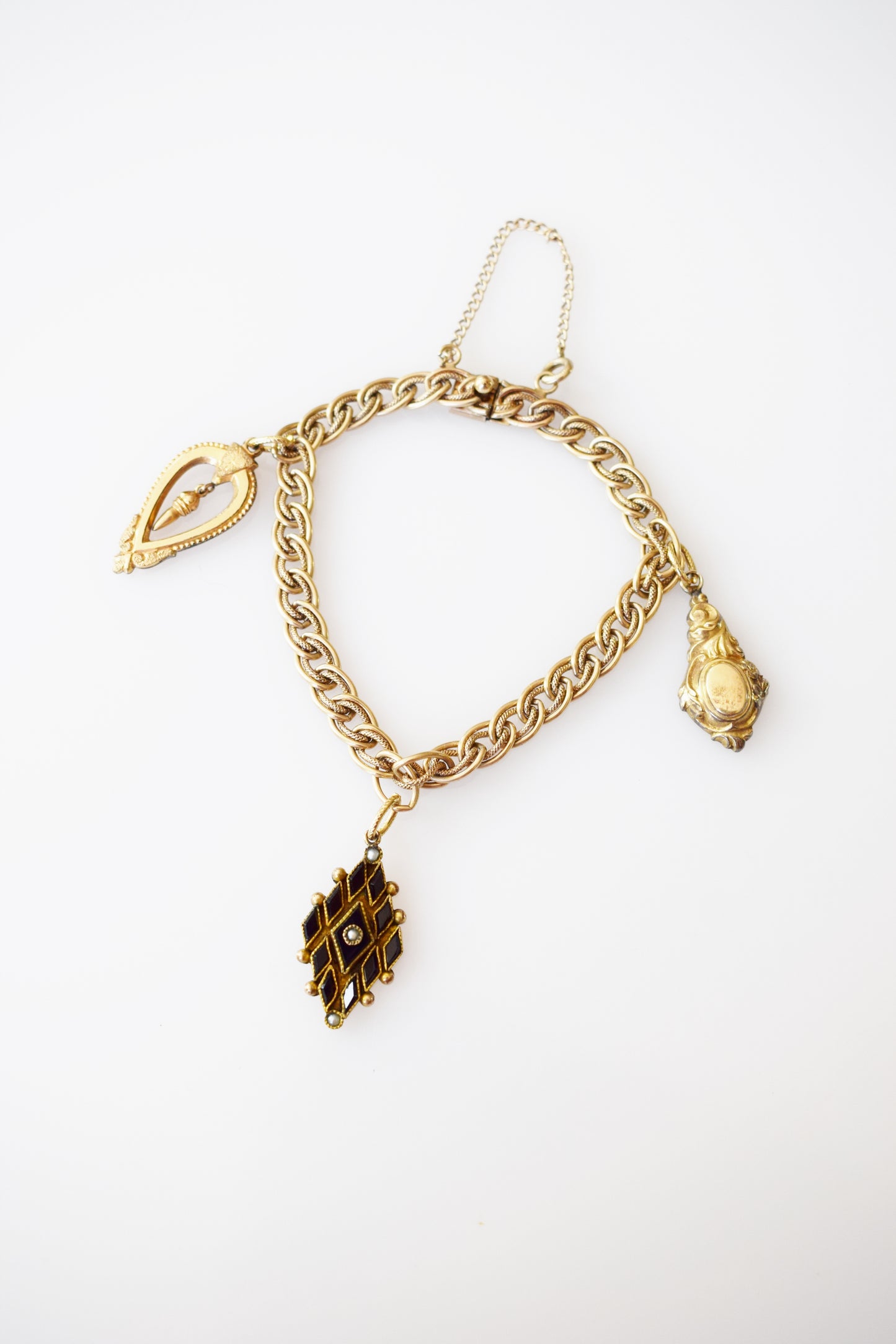 Vintage Gold-fill Curb Link Charm Bracelet by Winard