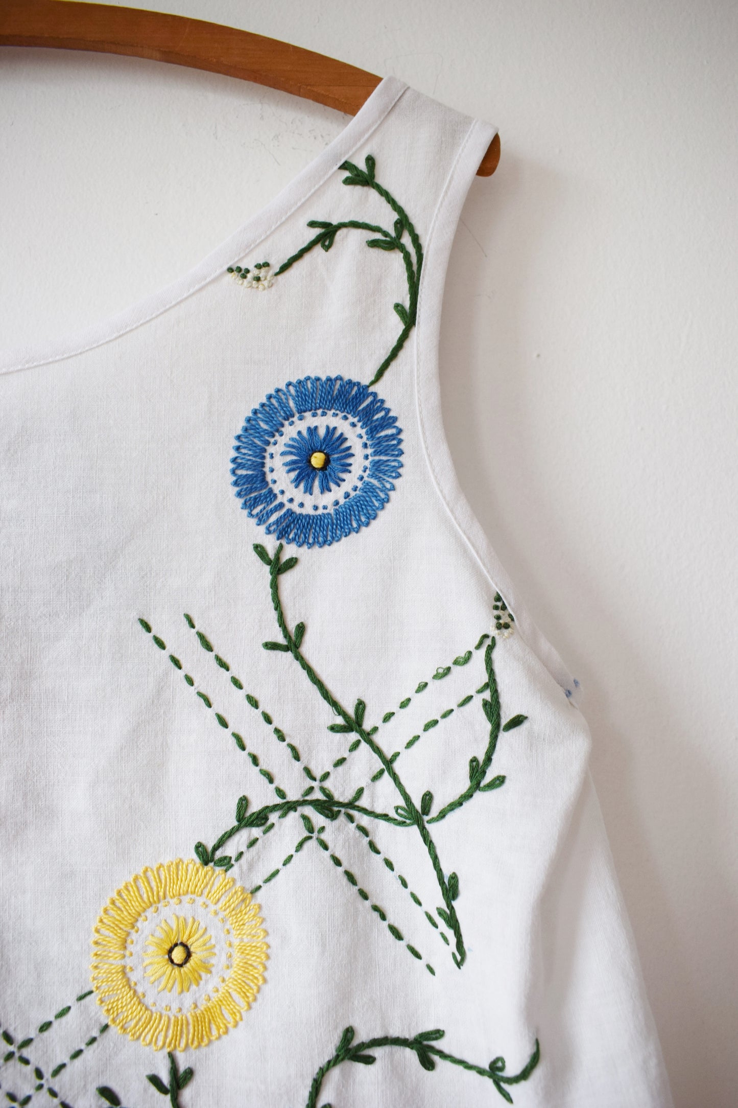 Vintage Embroidered Cotton Top | Floral Lattice | S