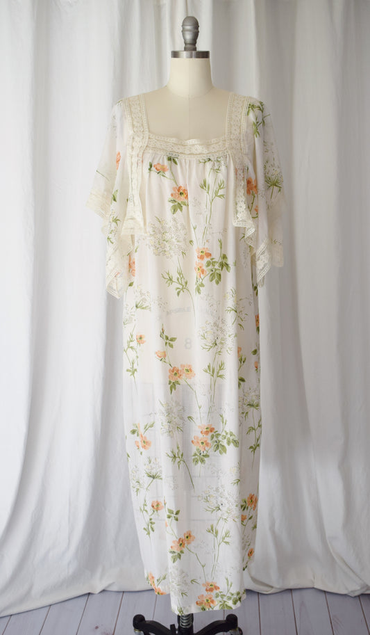 1970s Late Summer Floral Dress | OS