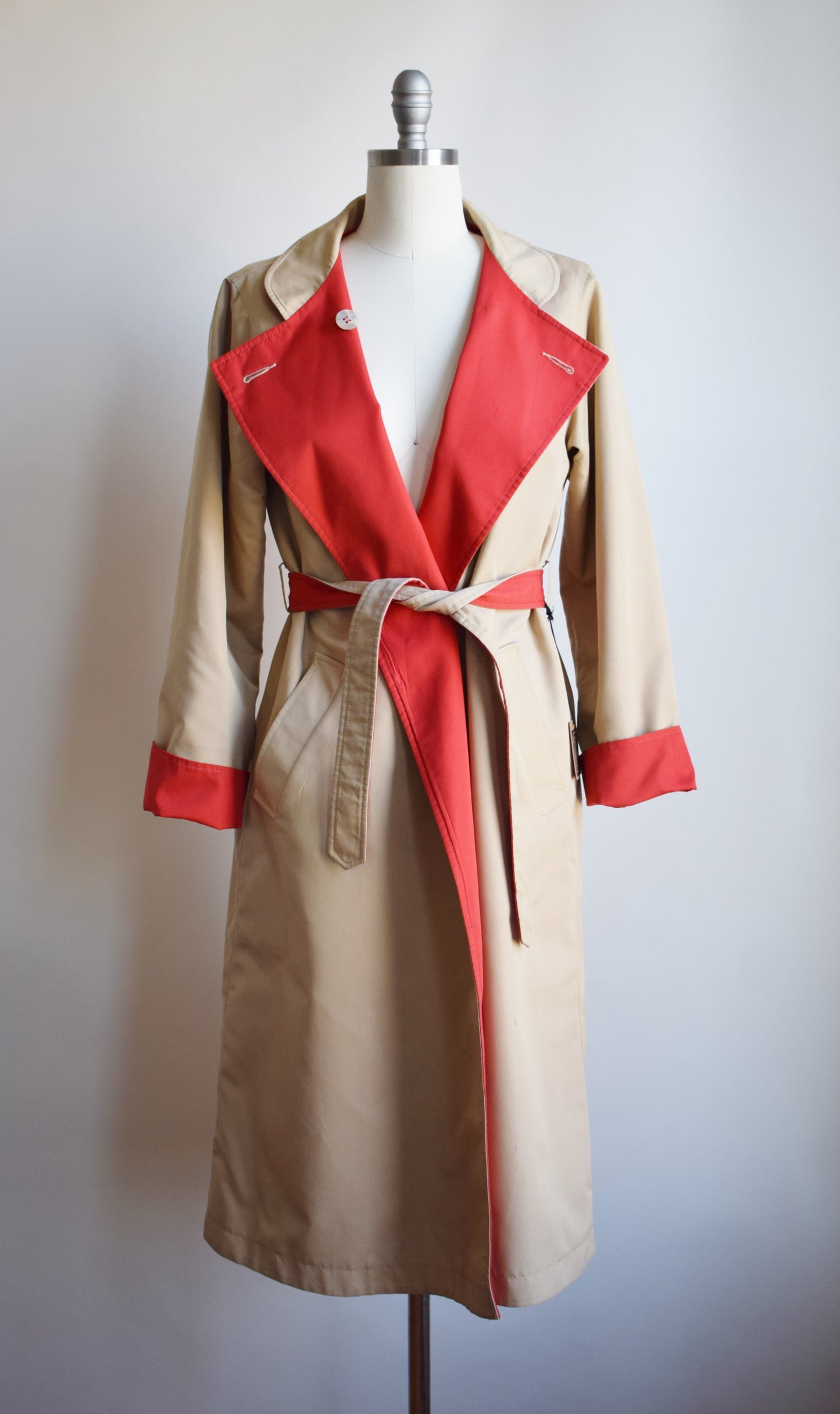 Vintage Khaki/Red Hot Reversible Trench | S/M