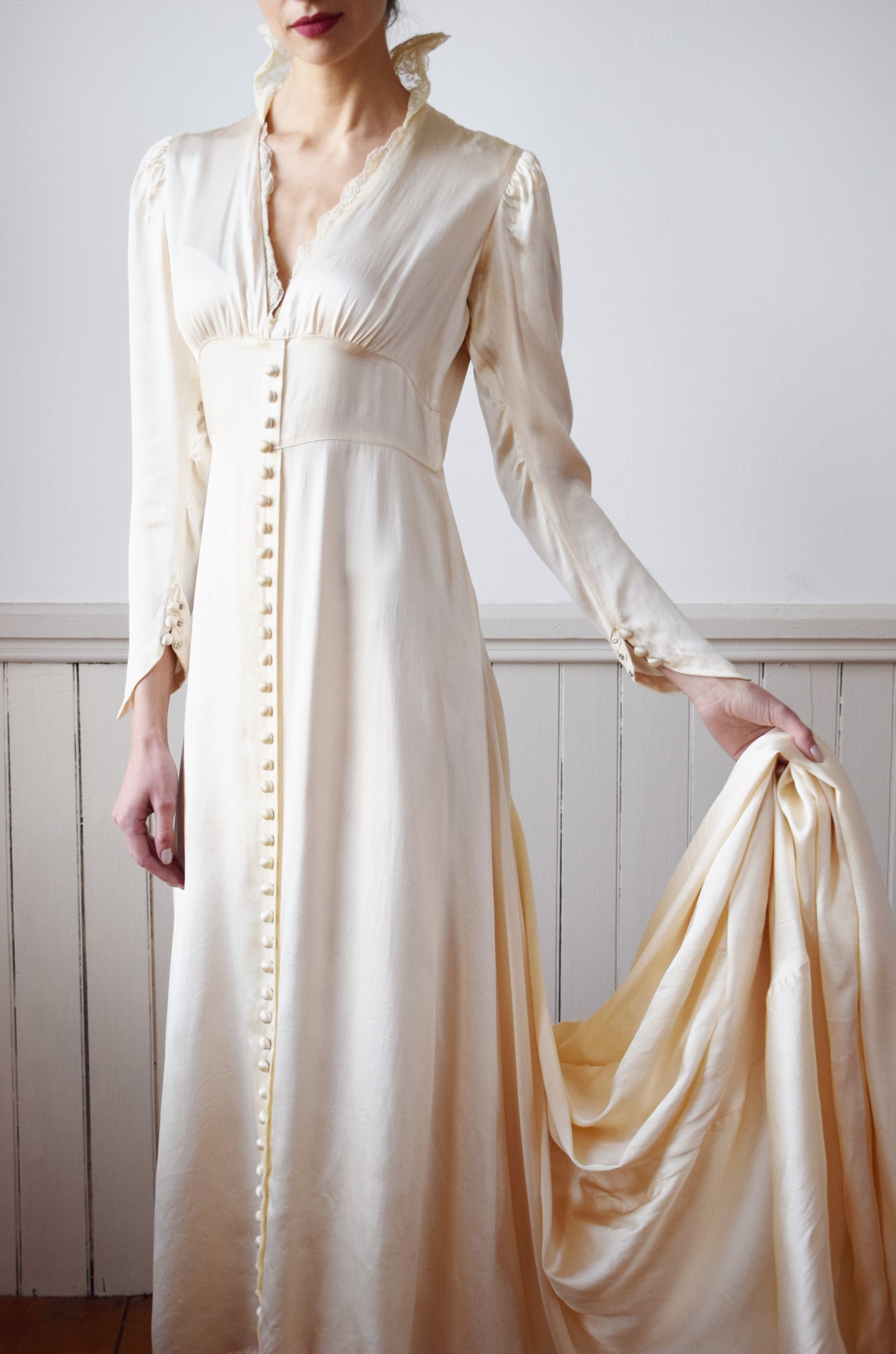 1930s Silk Satin Wedding Gown | S/M