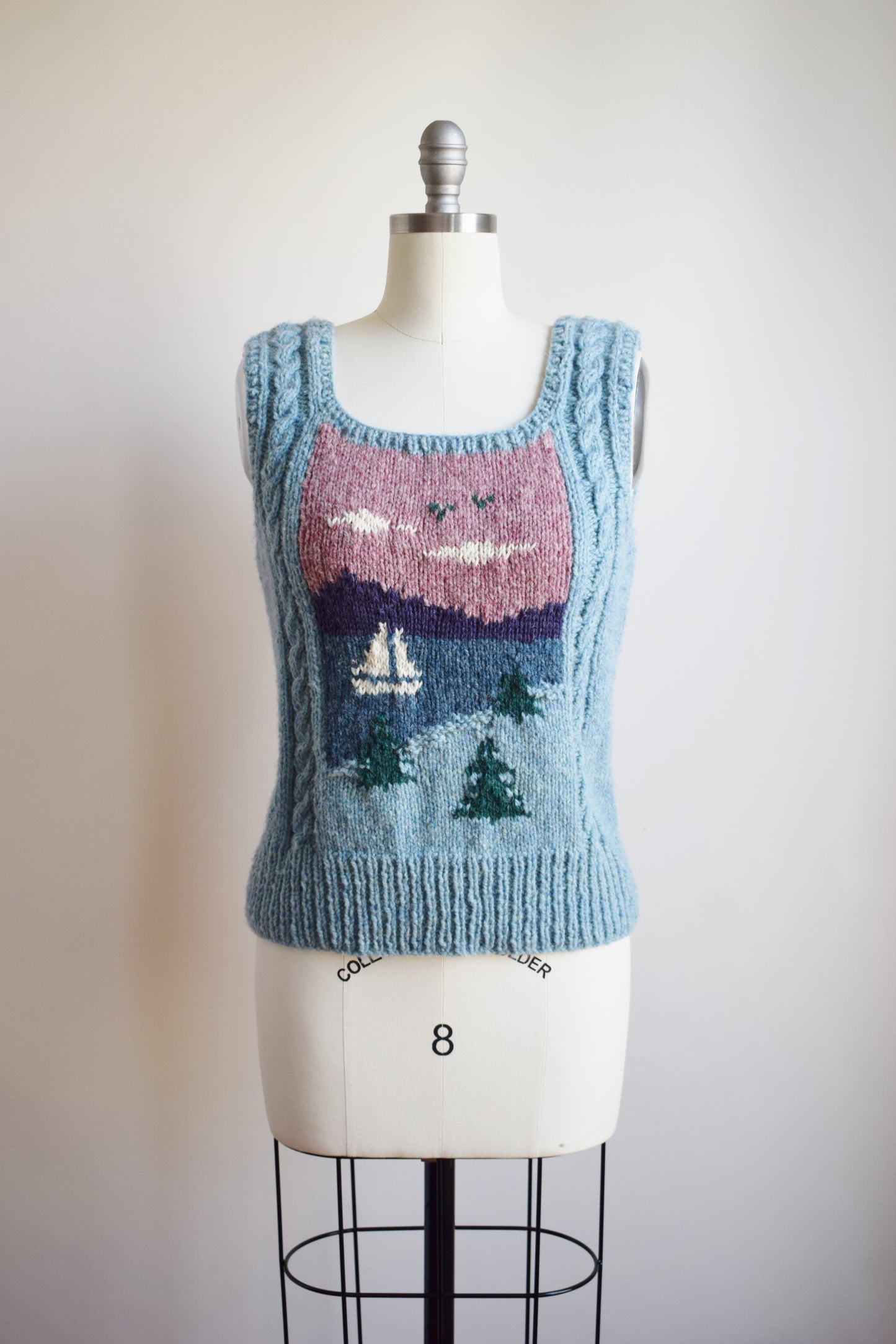 1980s Wool Vest with Maine Seascape | S