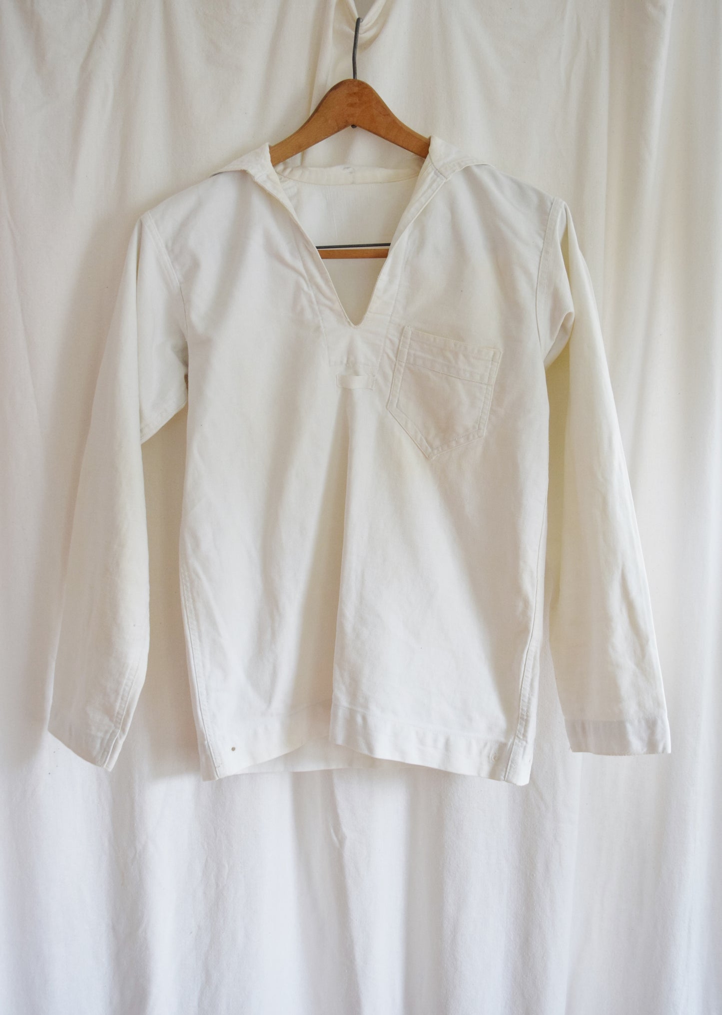 Early 20th Century Navy-Issue White Canvas Shirt