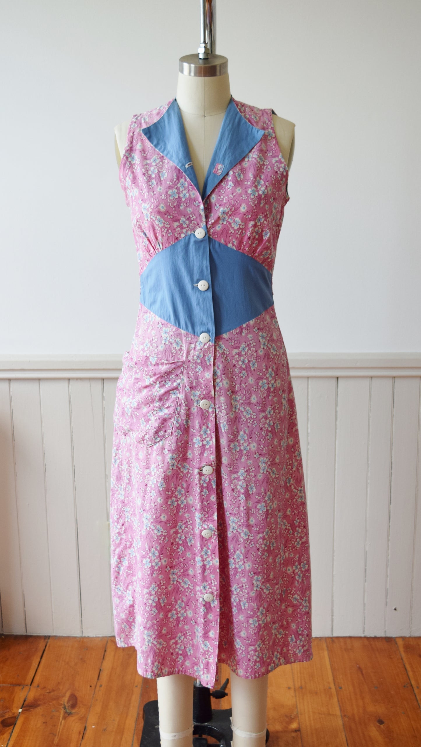 Feedsack Chore Dress | 1930s | XS/S