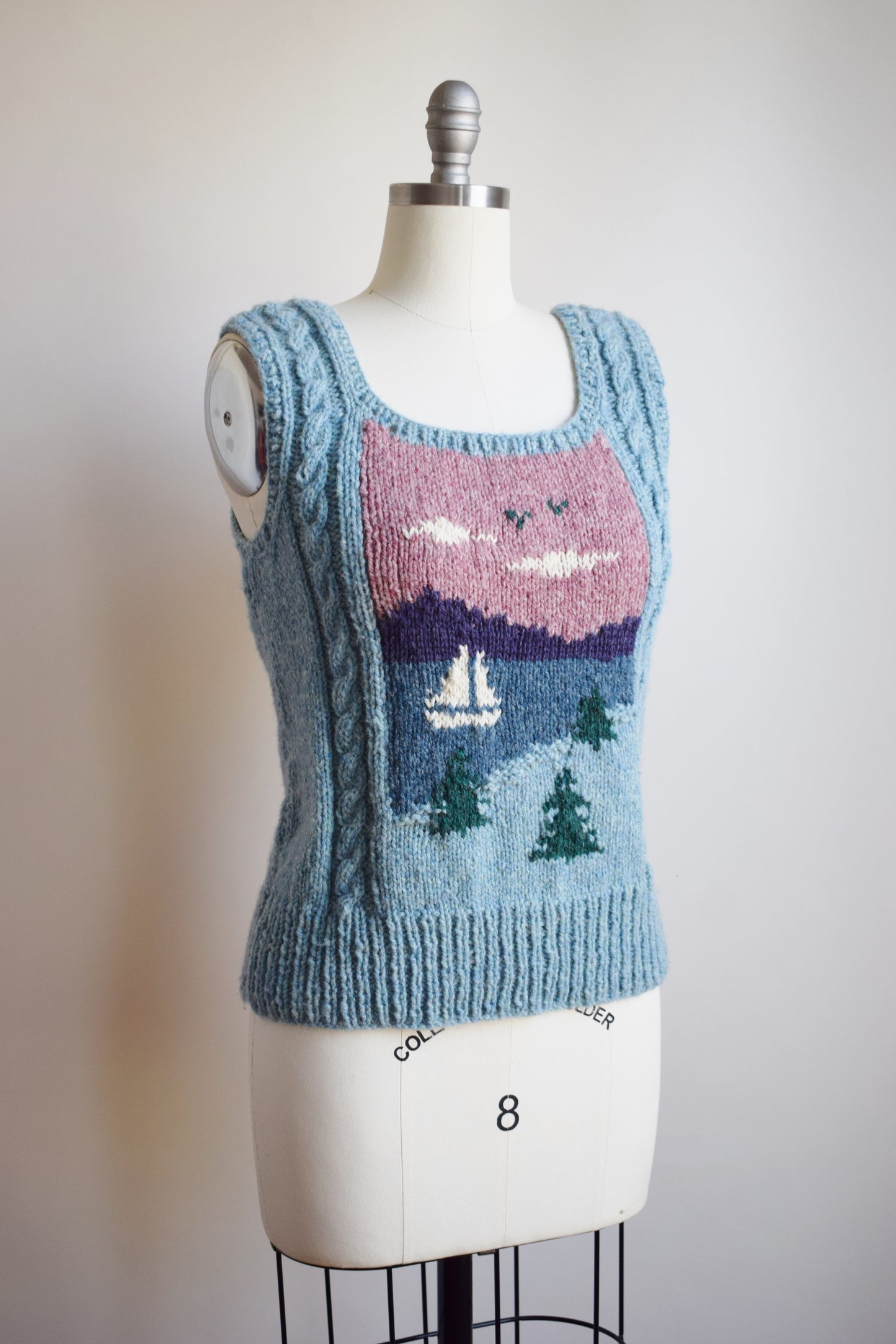 1980s Wool Vest with Maine Seascape | S