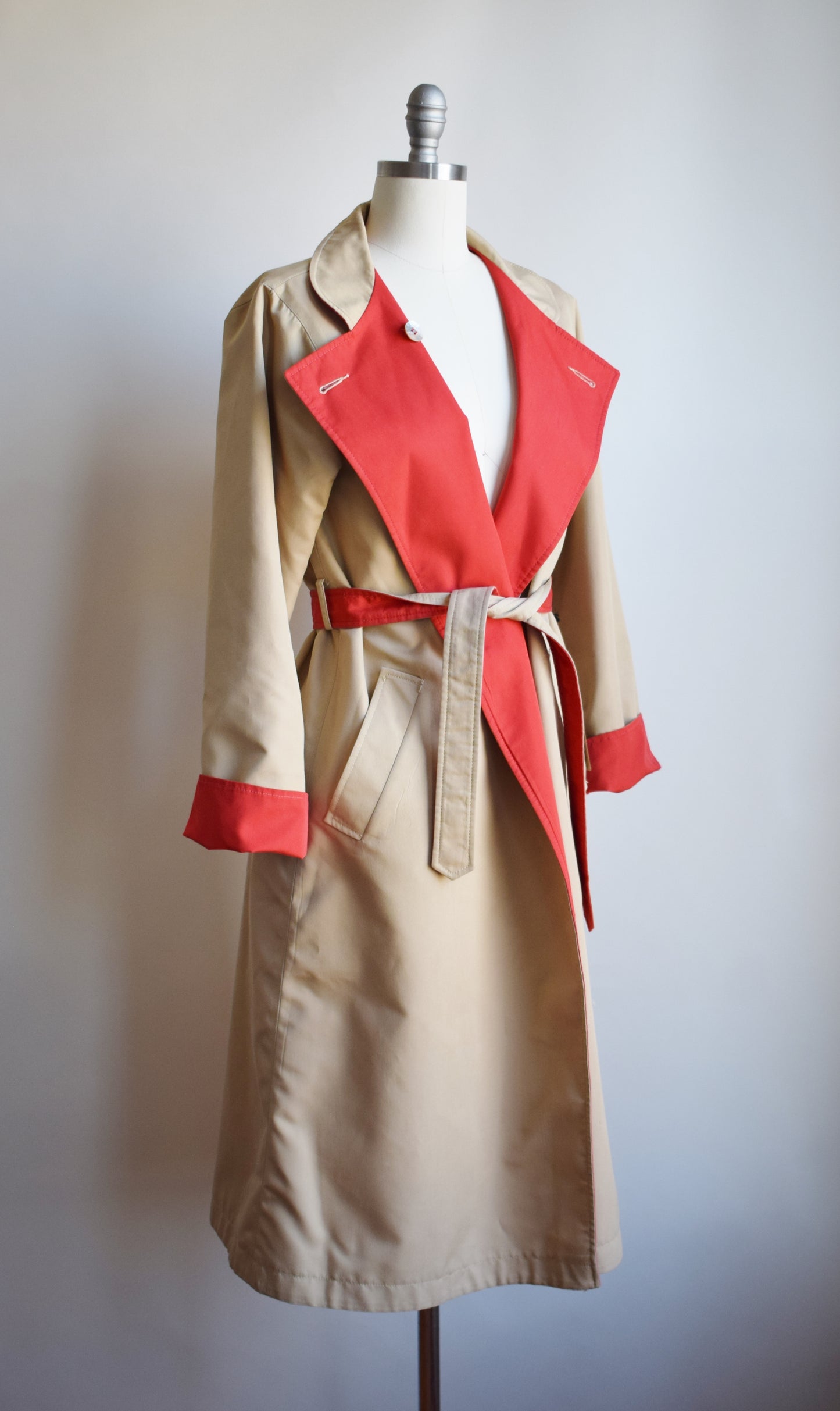 Vintage Khaki/Red Hot Reversible Trench | S/M