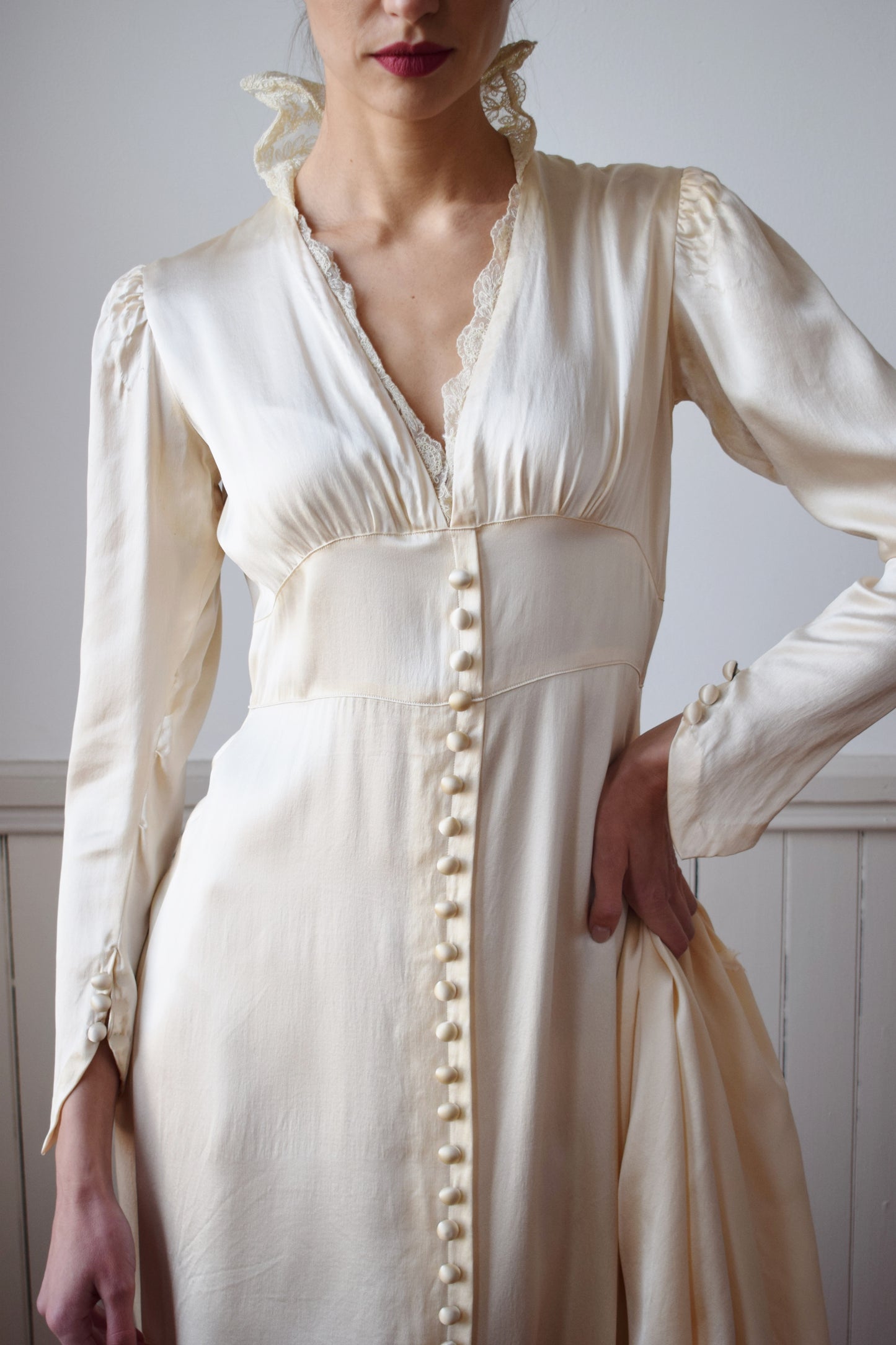 1930s Silk Satin Wedding Gown | S/M