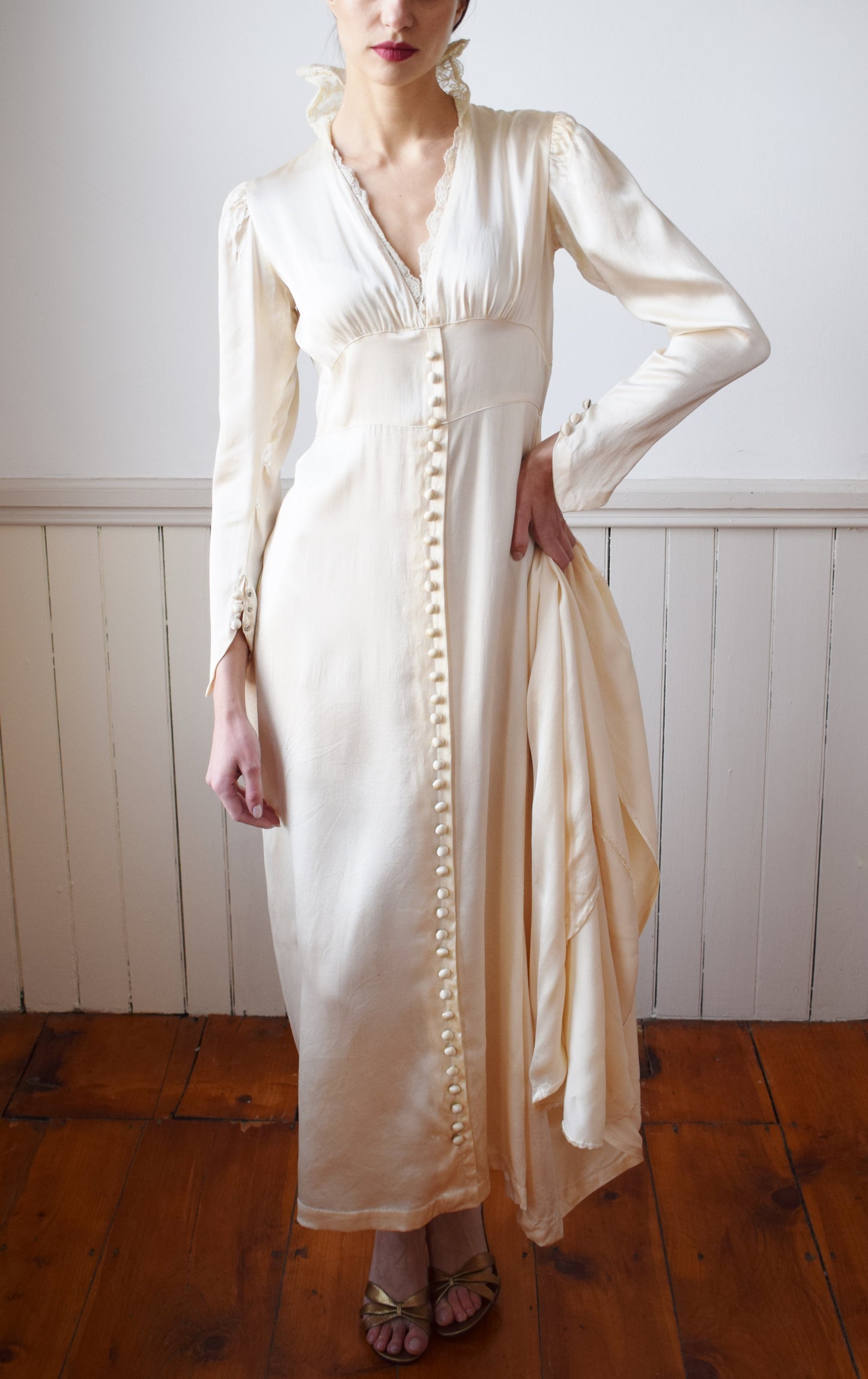 1930s Silk Satin Wedding Gown | S/M