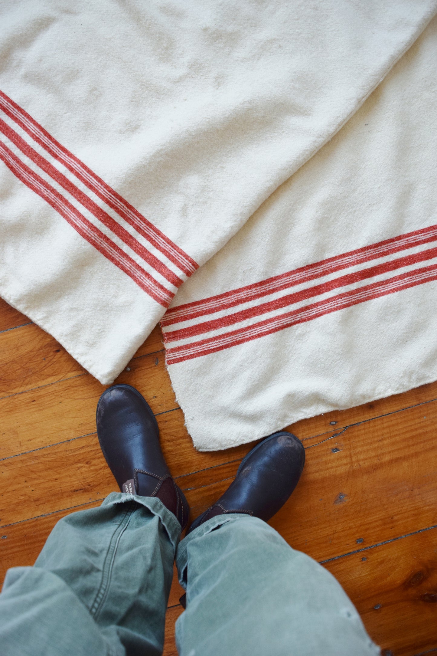  Vintage Rustic Red Stripe Camp Blanket