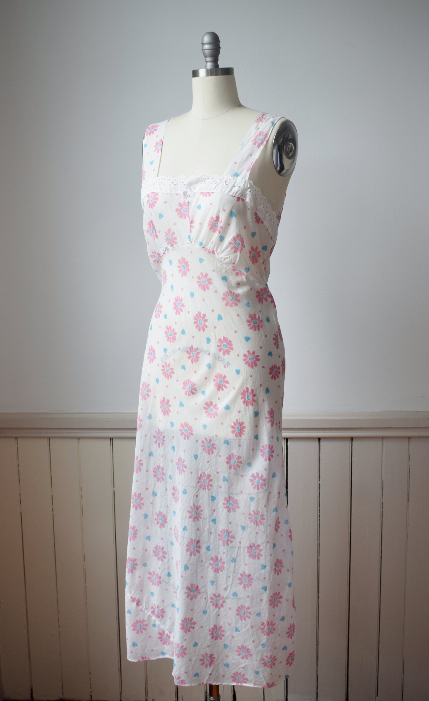 1940s Novelty Print Cotton Slip Dress | M/L