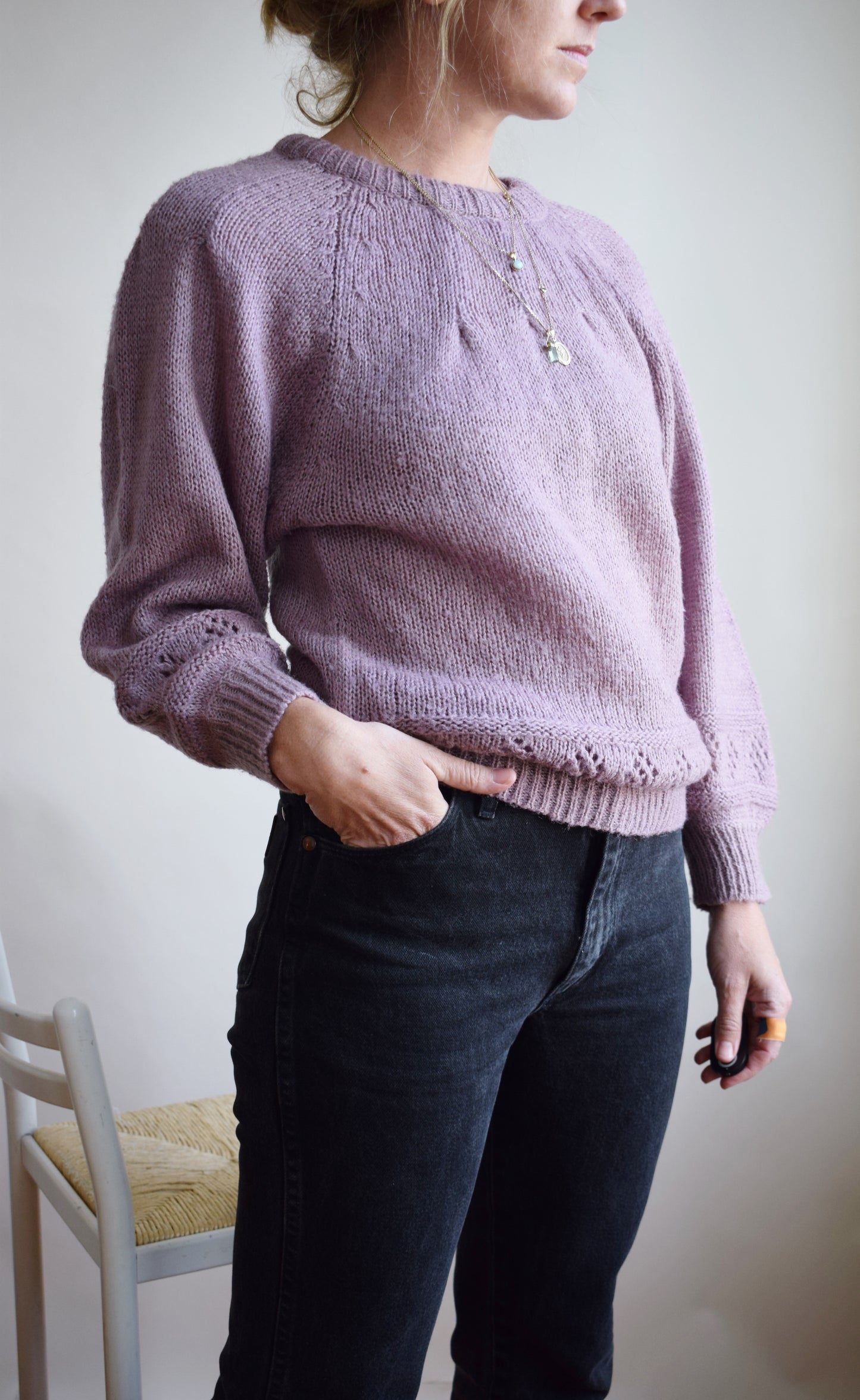 Vintage 70s Slouchy Lavender Knit Top | M