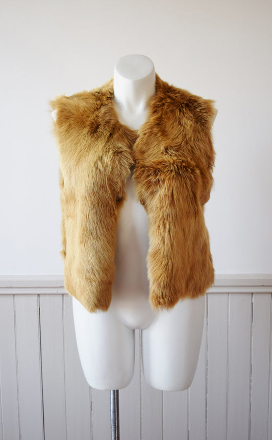 Vintage Reversible Fox Fur/Suede Vest | L