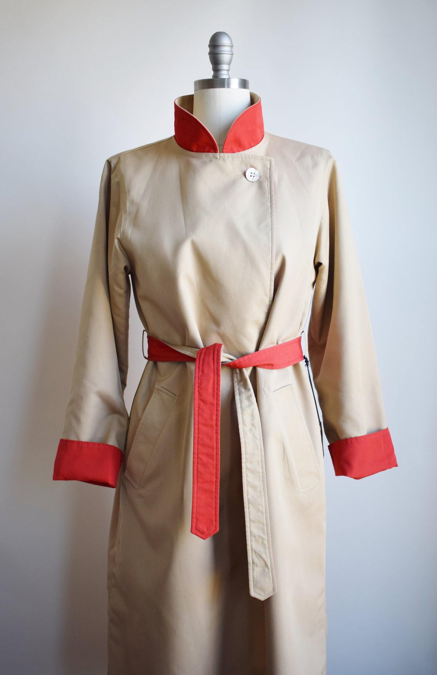 Vintage Khaki/Red Hot Reversible Trench | S/M